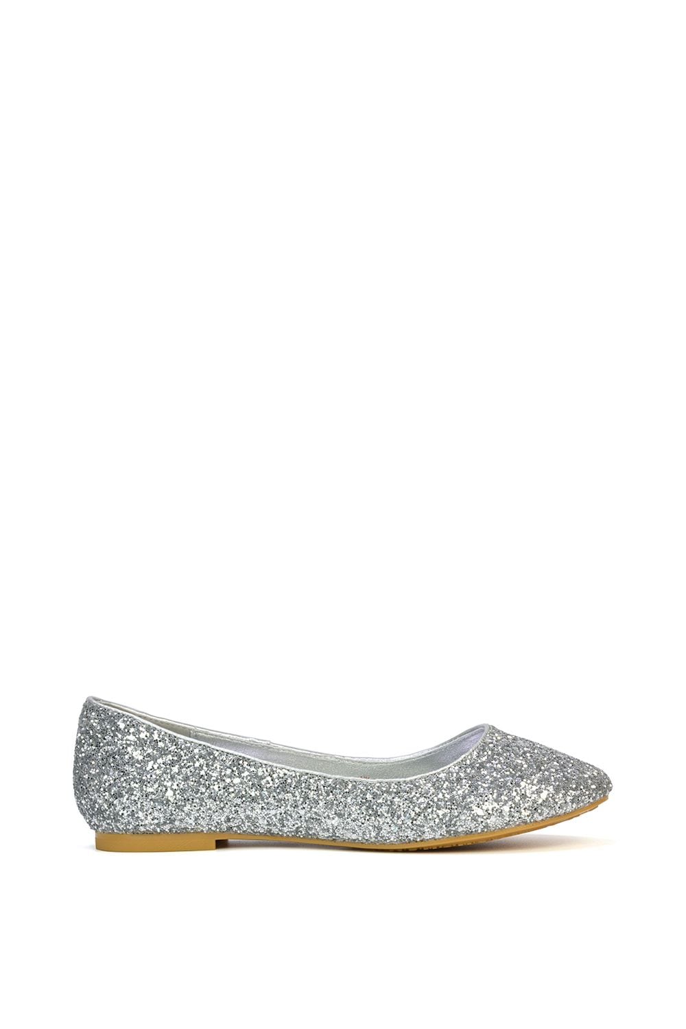 XY London 'Karissa' Flat Slip on Sparkly Glitter Ballerina Pumps
