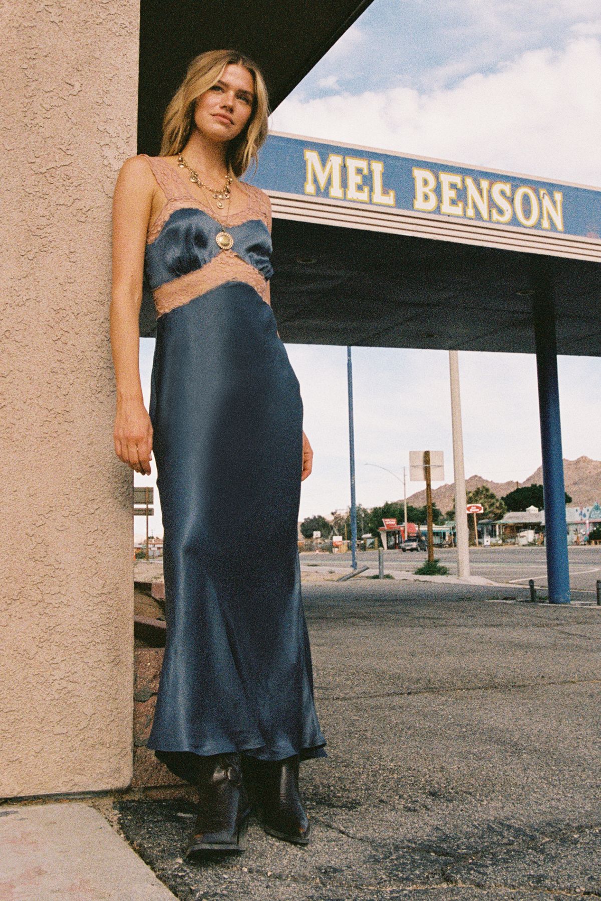 NastyGal Premium Satin Lace Trim Maxi Dress Steel image 4