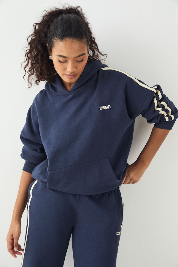 DSGN Studio DSGN Studio Side Stripe Oversized Hoodie Navy