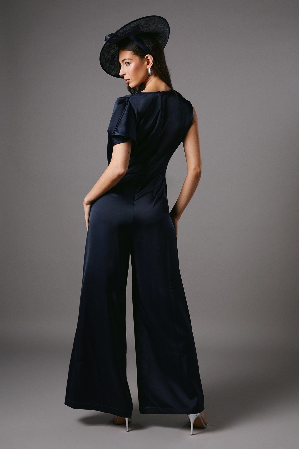 Coast Tie Side Satin Drape Wide Leg Jumpsuit Navy image 4