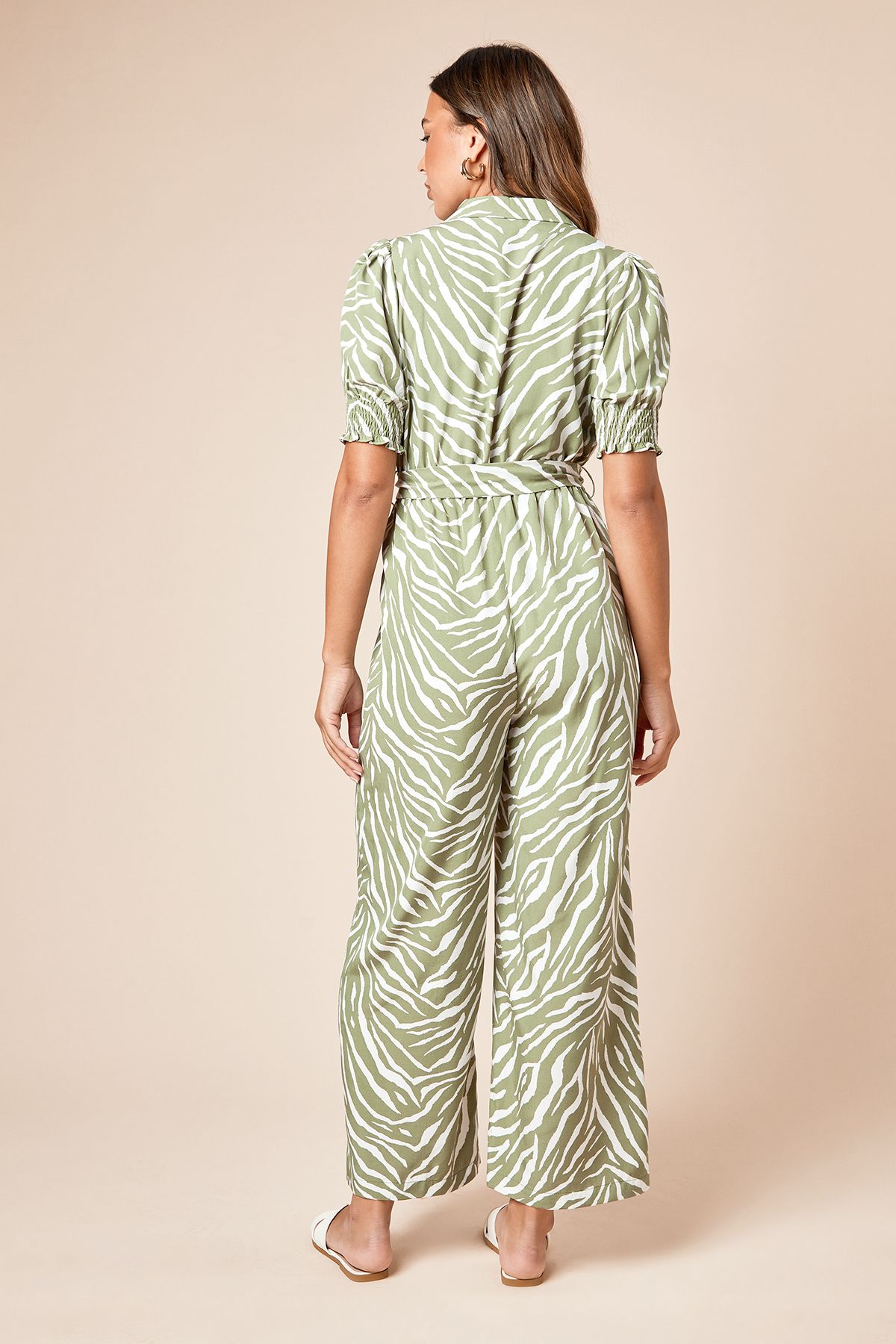 Dorothy Perkins Zebra Wrap Front Puff Sleeve Jumpsuit Zebra image 4