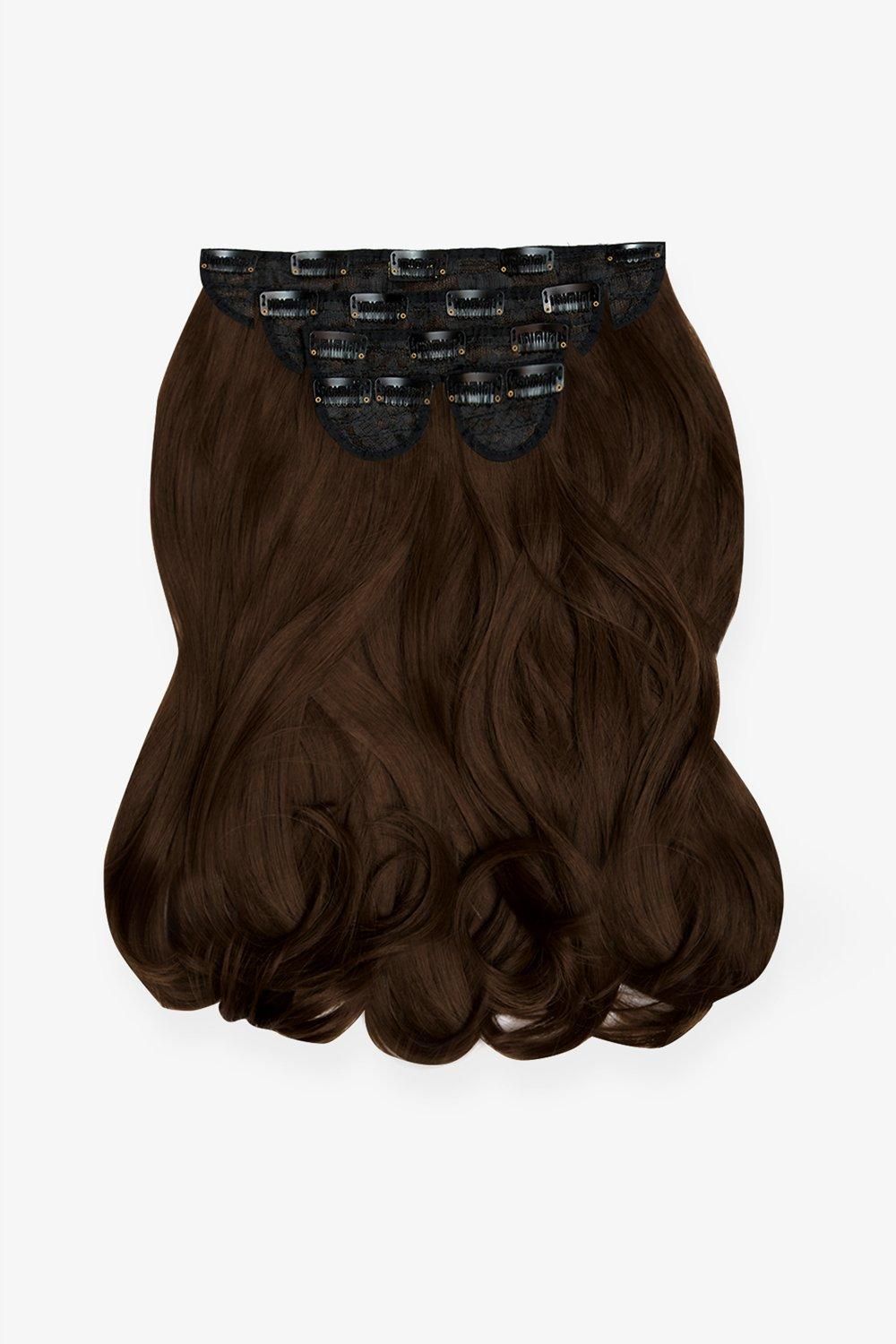 Lullabellz Super Thick 16" 5 Piece Blow Dry Wavy Clip In Extensions Choc Brown image 1