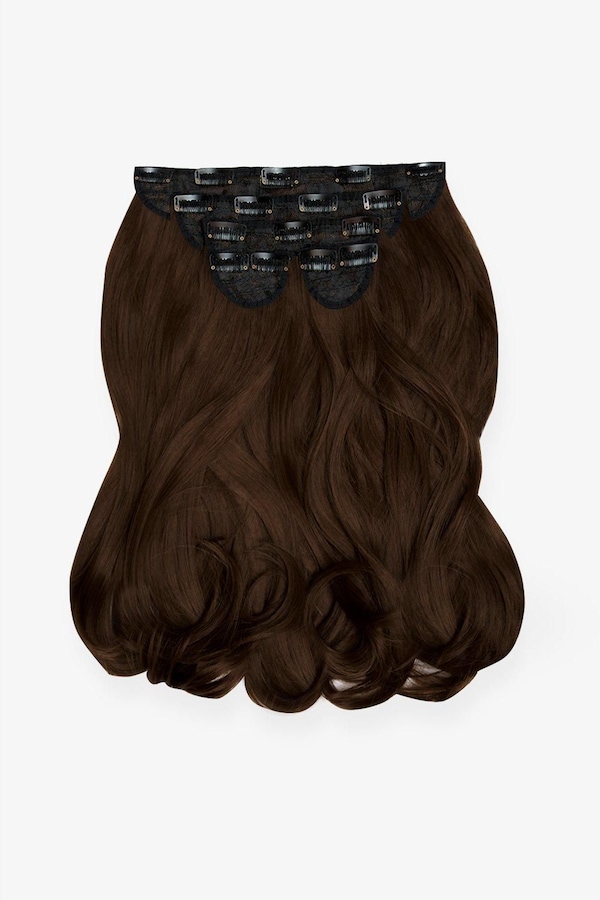 Lullabellz Super Thick 16" 5 Piece Blow Dry Wavy Clip In Extensions Choc Brown