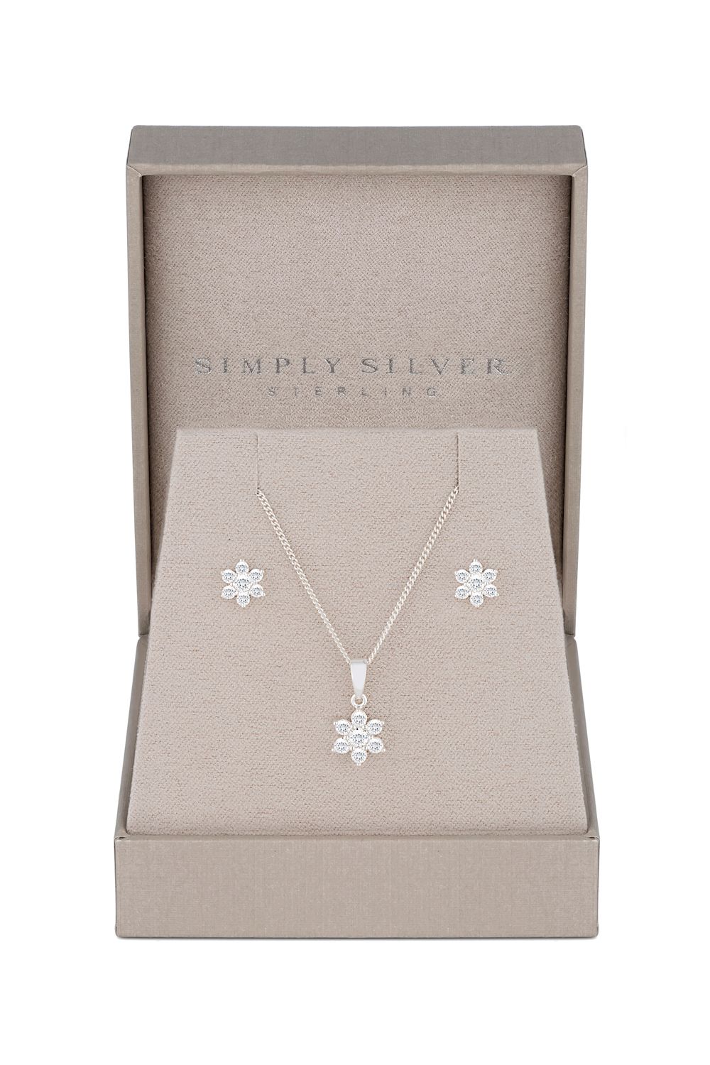 Simply Silver Sterling Silver 925 Flower Jewellery Set - Gift Boxed