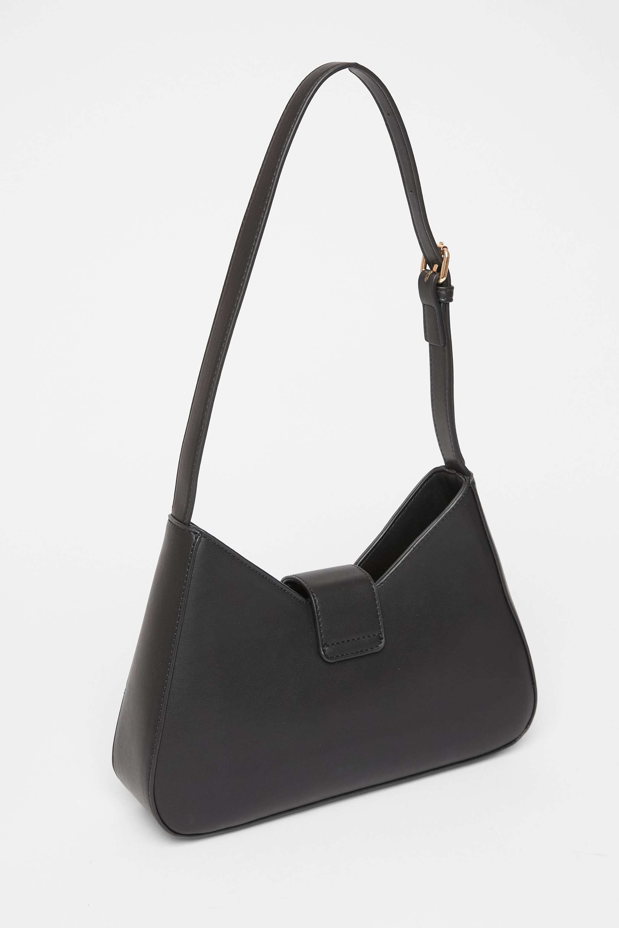 Quiz Black Faux Leather Buckle Shoulder Bag image 4