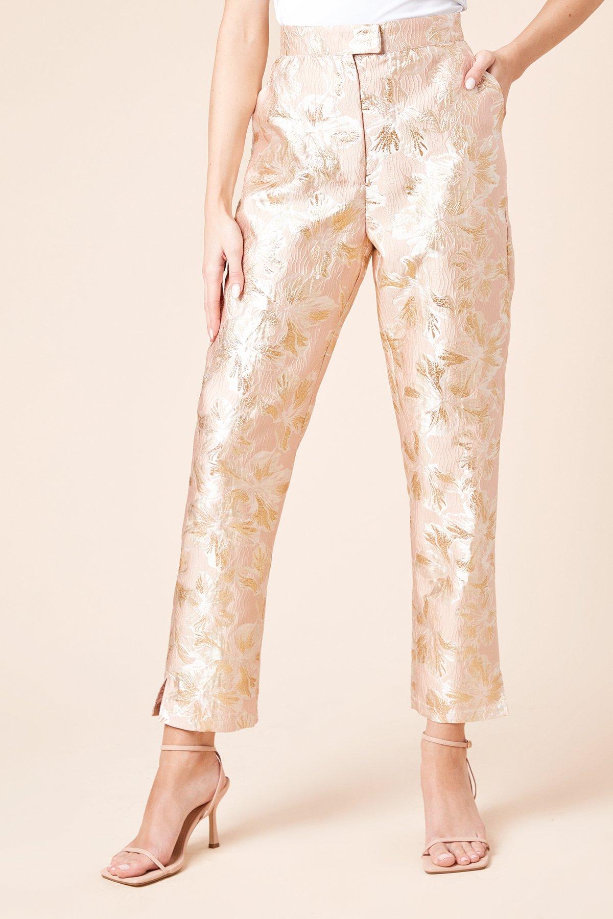 Dorothy Perkins Tailored Jacquard Tapered Trouser Peach image 2