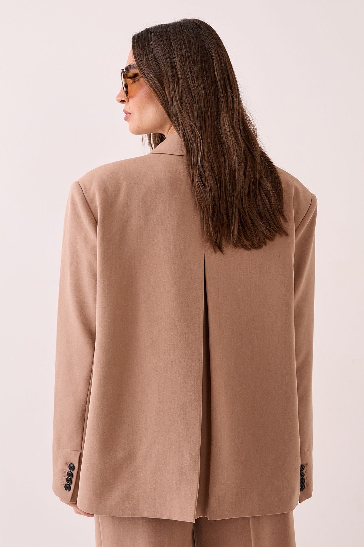 NastyGal Tailored Double Breasted Oversized Blazer Taupe image 4
