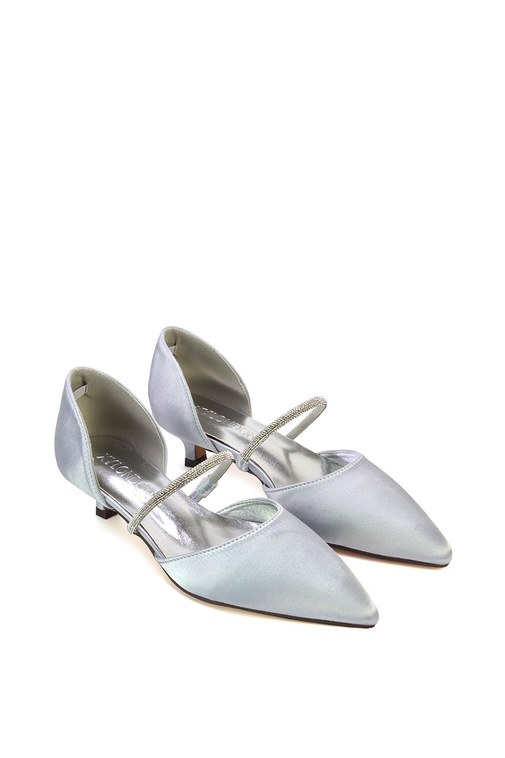 XY London 'Laura' Diamante Strap Kitten Heel Pointed Toe Court Shoes image 4