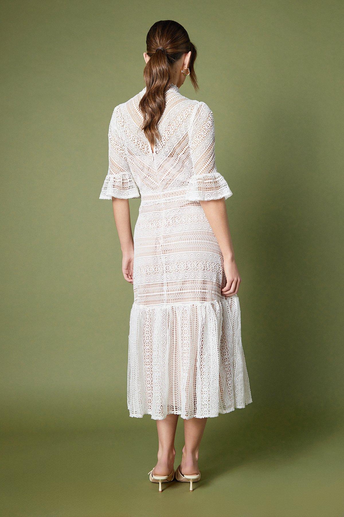 Coast Lace Tiered Midi Dress White image 4