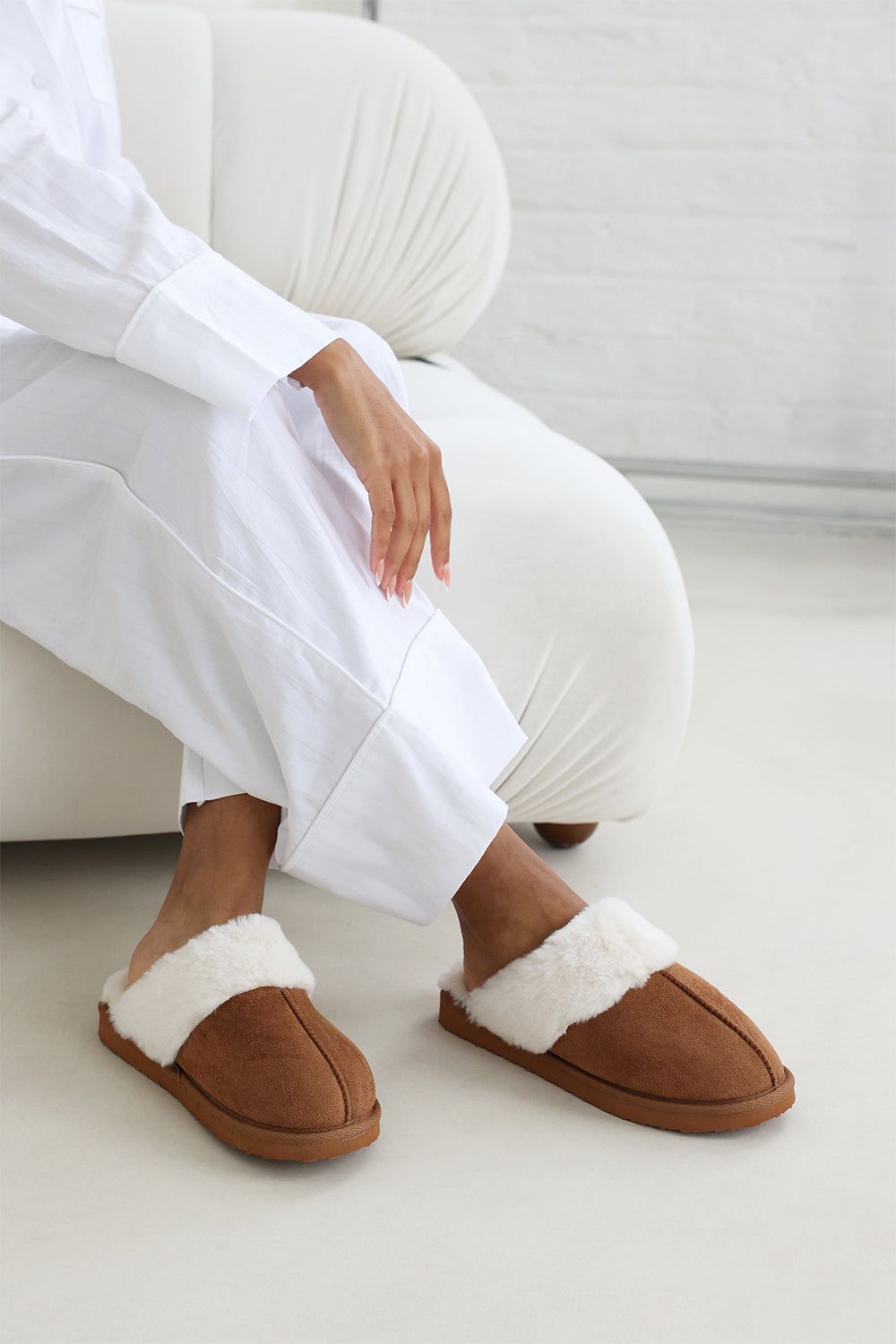 Where's That From 'Xandra' Suede Mule Slippers With Cosy Faux Fur Trim image 4