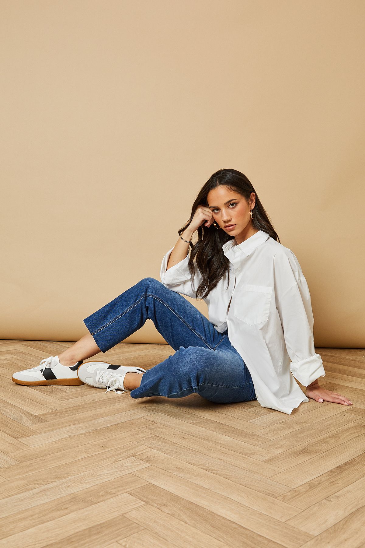 Oasis Denae Faux Suede Side Stripe Lace Up Trainers White image 1