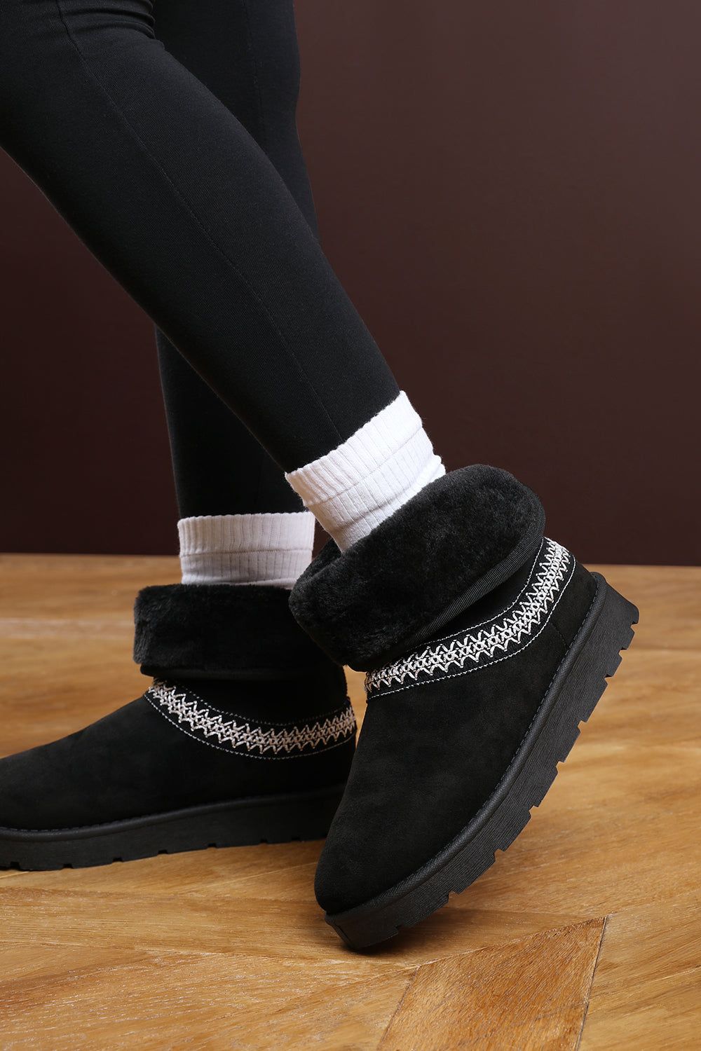 Where's That From 'Flora' Suede Flat Slippers with Embroidered Trim Detail image 3