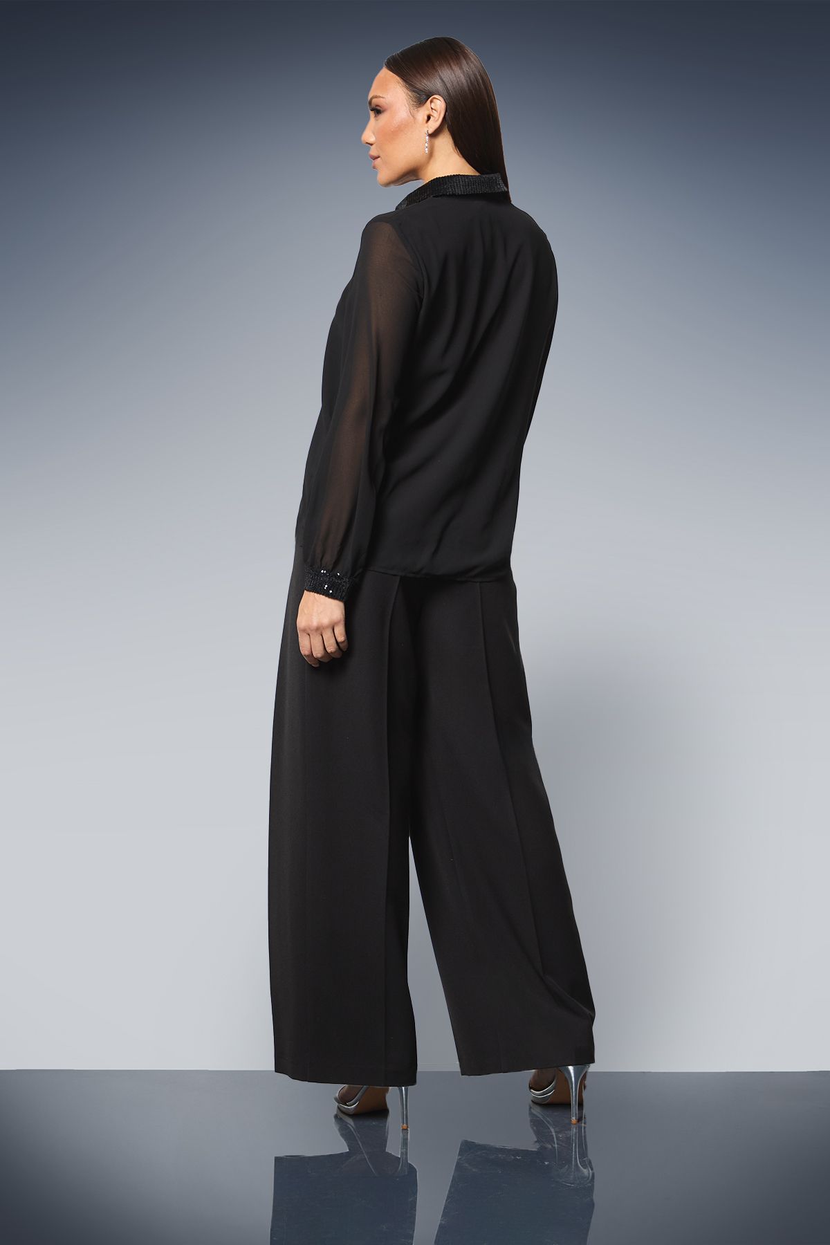 Principles Black Sequin Collared Shirt Black image 3