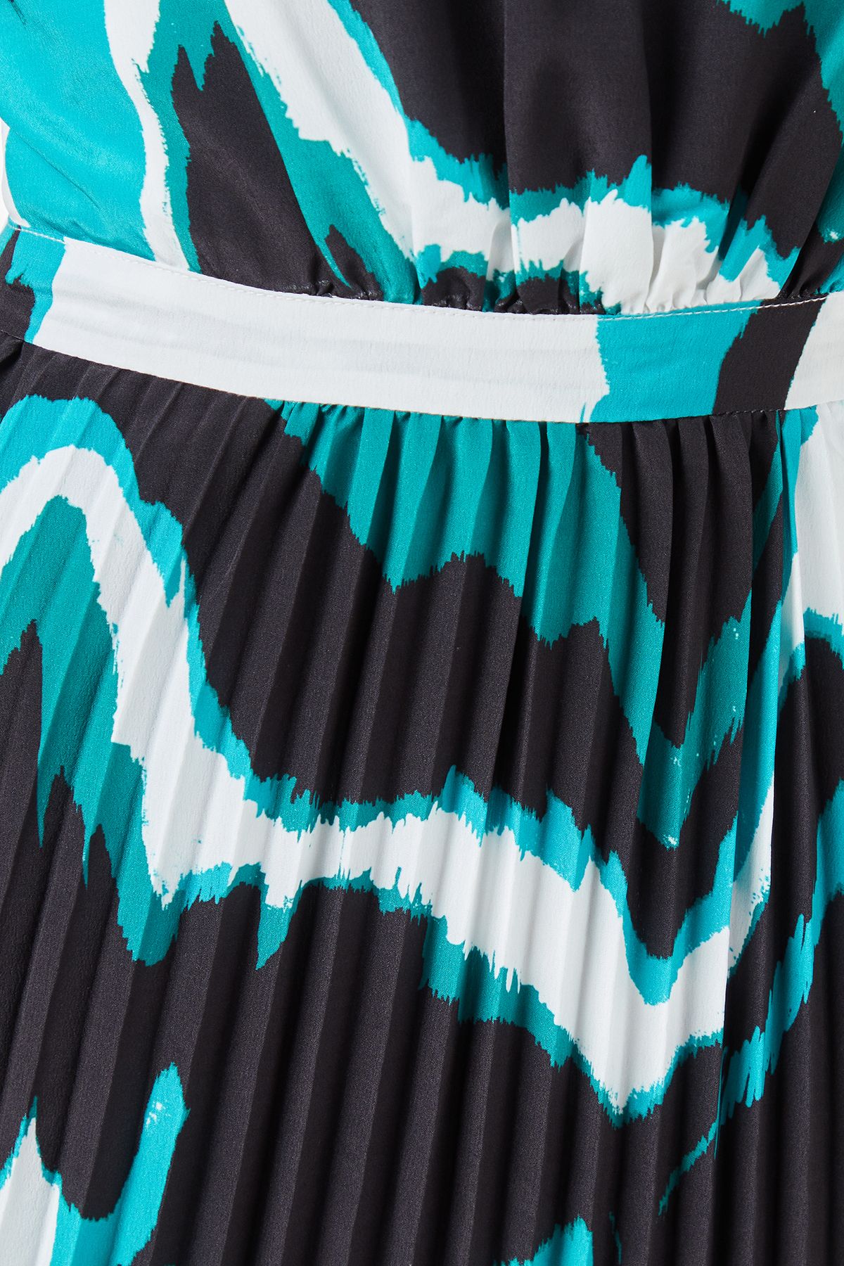 Principles Abstract Print Puff Sleeve Pleated Midi Dress Green image 5