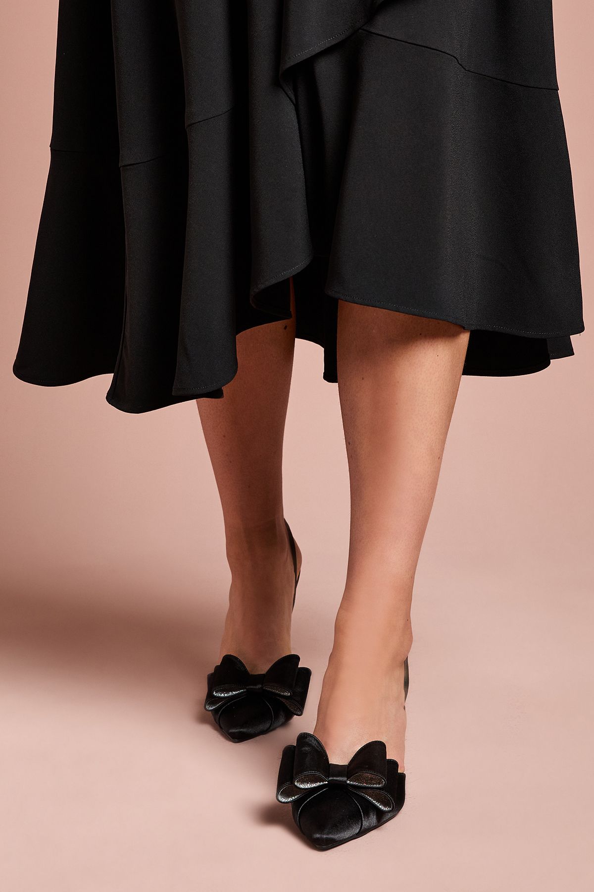 Coast Wide Fit Tamara Satin Bow Sling Back Stiletto Court Shoes Black image 2