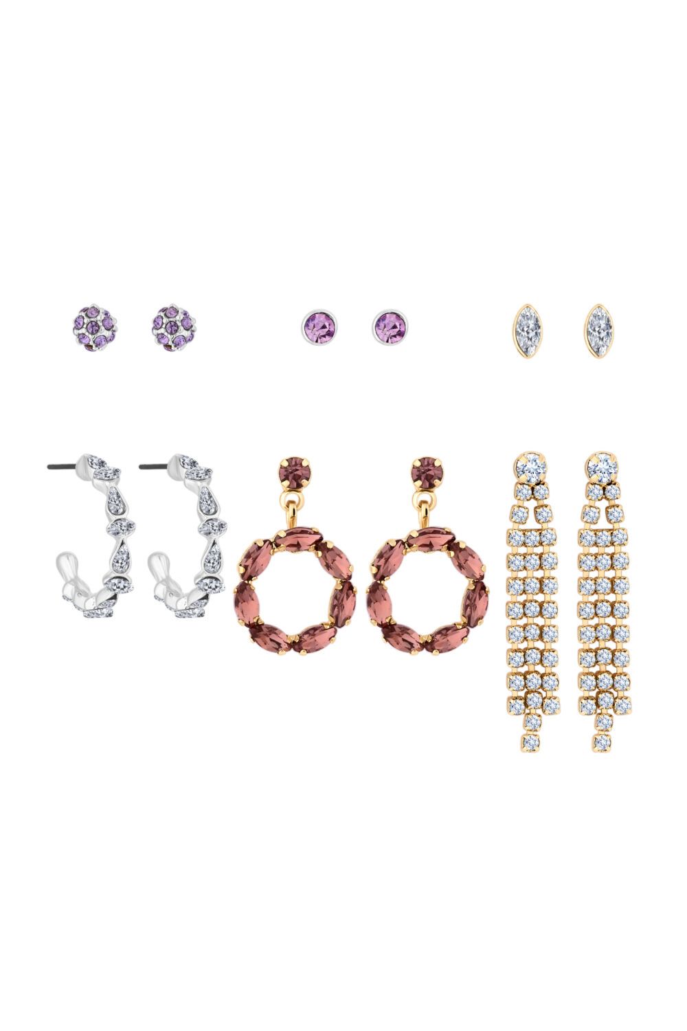 Mood Two Tone Pretty Pink 6 Pack Earrings