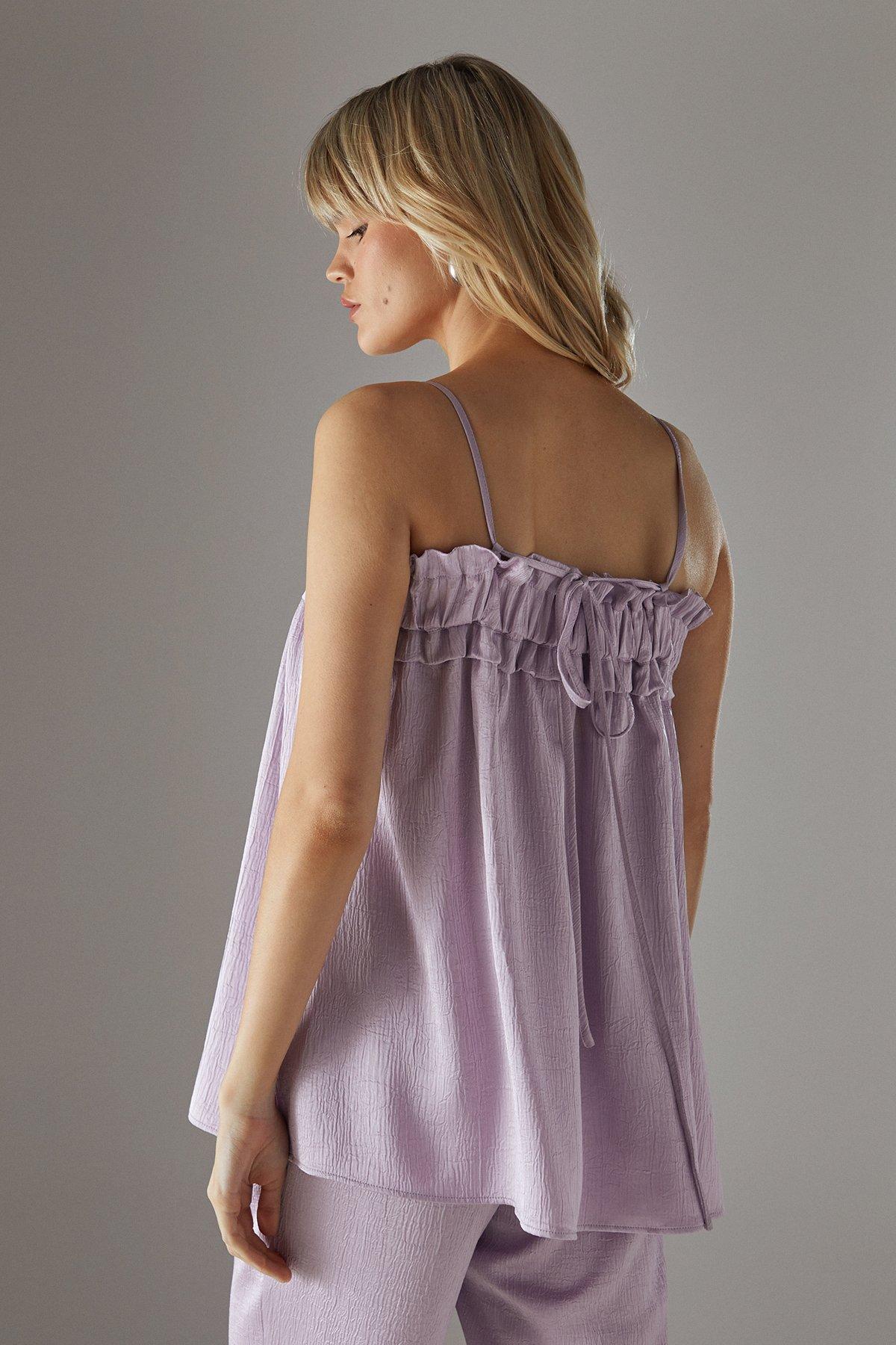 Warehouse Crushed Satin Strappy Bandeau Top Lilac image 4