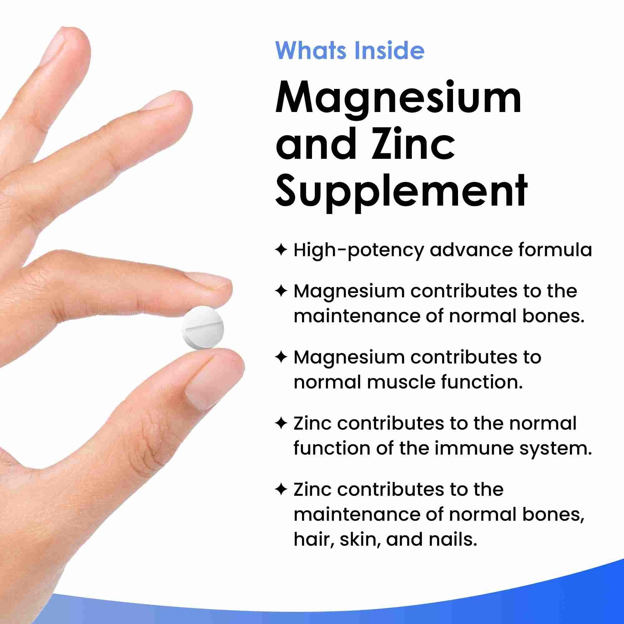New leaf health Magnesium Supplements 516mg with Zinc - 120 Magnesium Tablets Supports Muscle Bone Health, Tiredness image 2