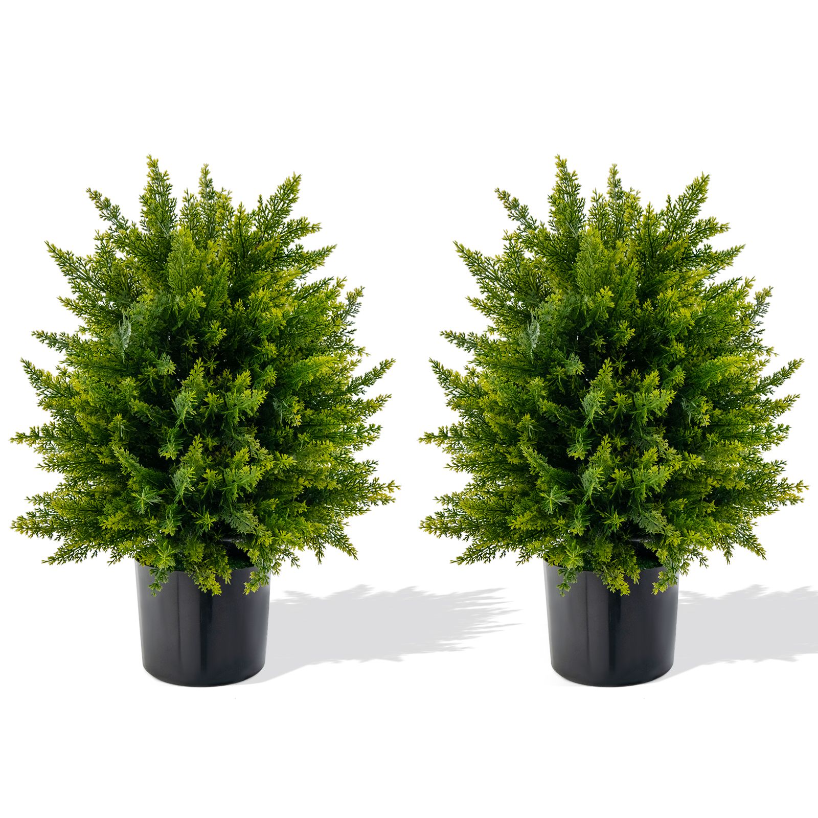 Gymax 2-Pack Artificial Cedar Topiary Ball Tree Faux Potted Tree Plants 50CM image 1