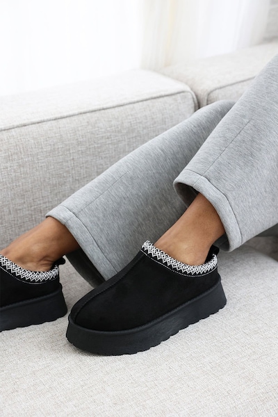 Where's That From 'Quincy' Cosy Faux-Suede Fur Lining Platform Slipper