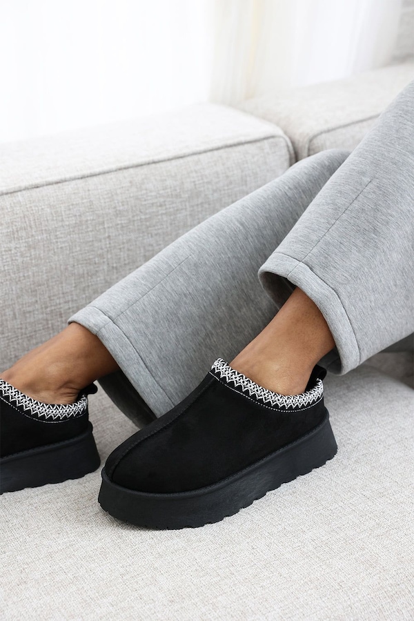 Where's That From 'Quincy' Cosy Faux-Suede Fur Lining Platform Slipper
