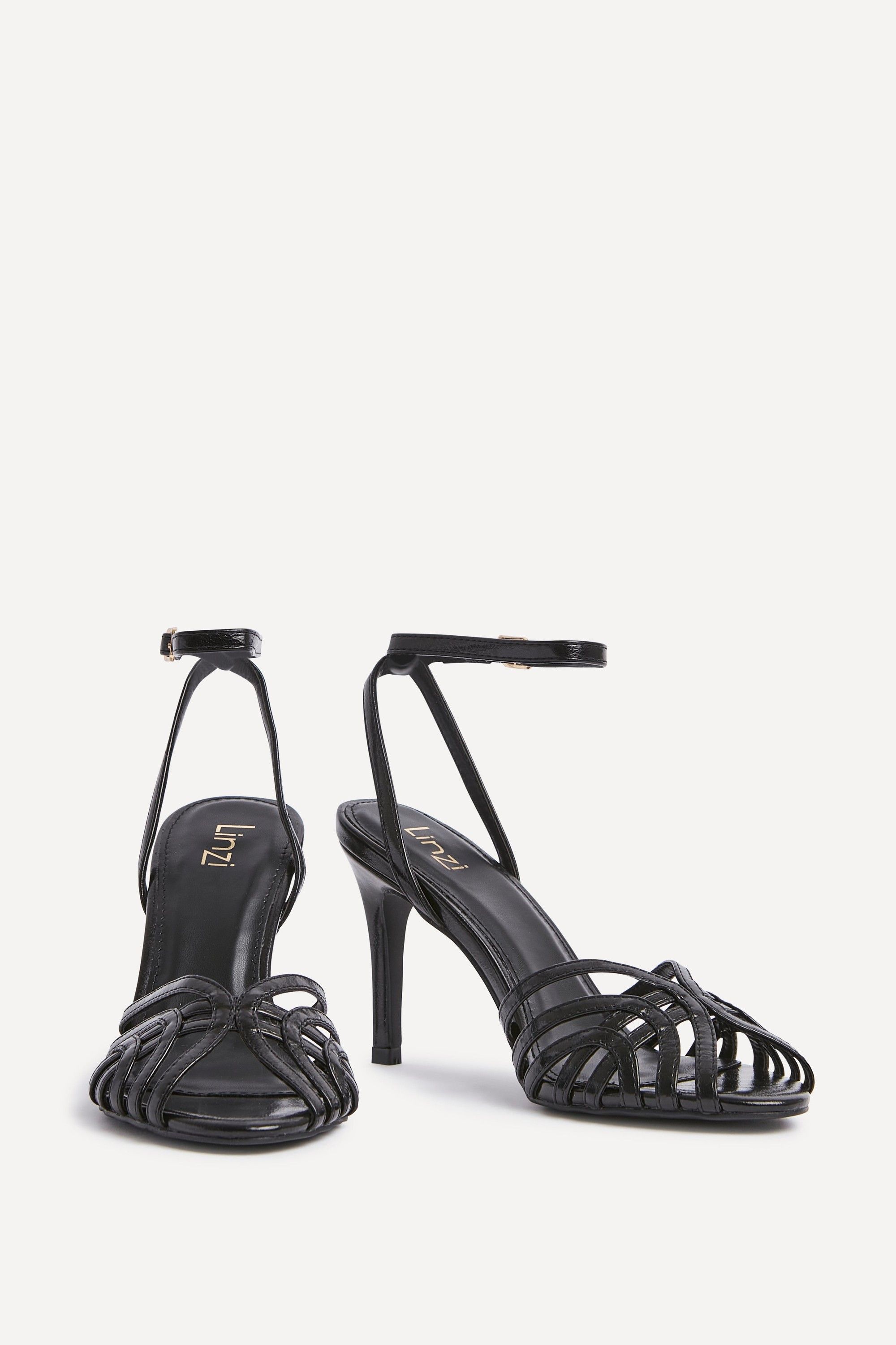 Linzi Eros Black Faux Leather Caged Stiletto Heel image 3