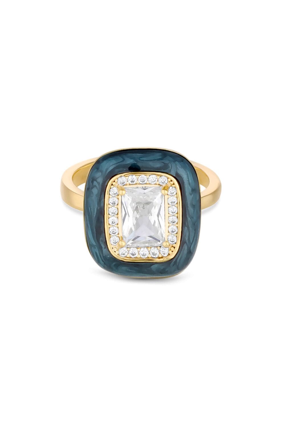 Jon Richard Gold Plated Blue Enamel And Cubic Zirconia Ring image 1