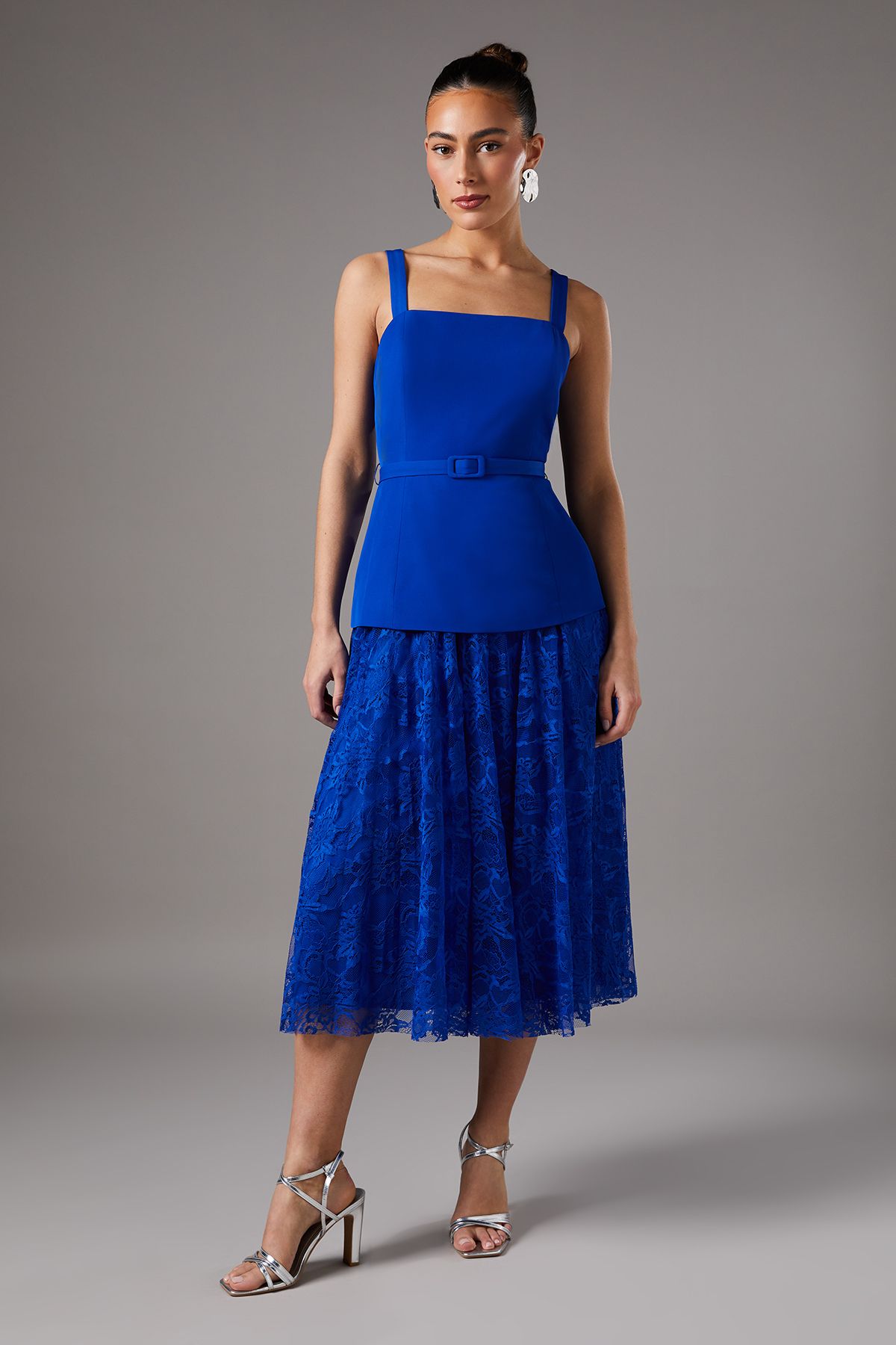 Coast Lace Pleat Skirt Dress Cobalt image 1