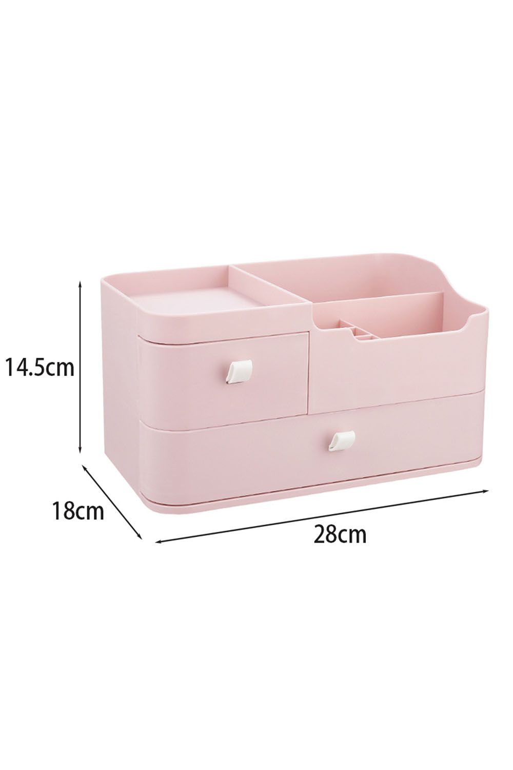 SHEONLY Plastic Makeup Organizer Storage Box Desktop with 2 Drawers image 2
