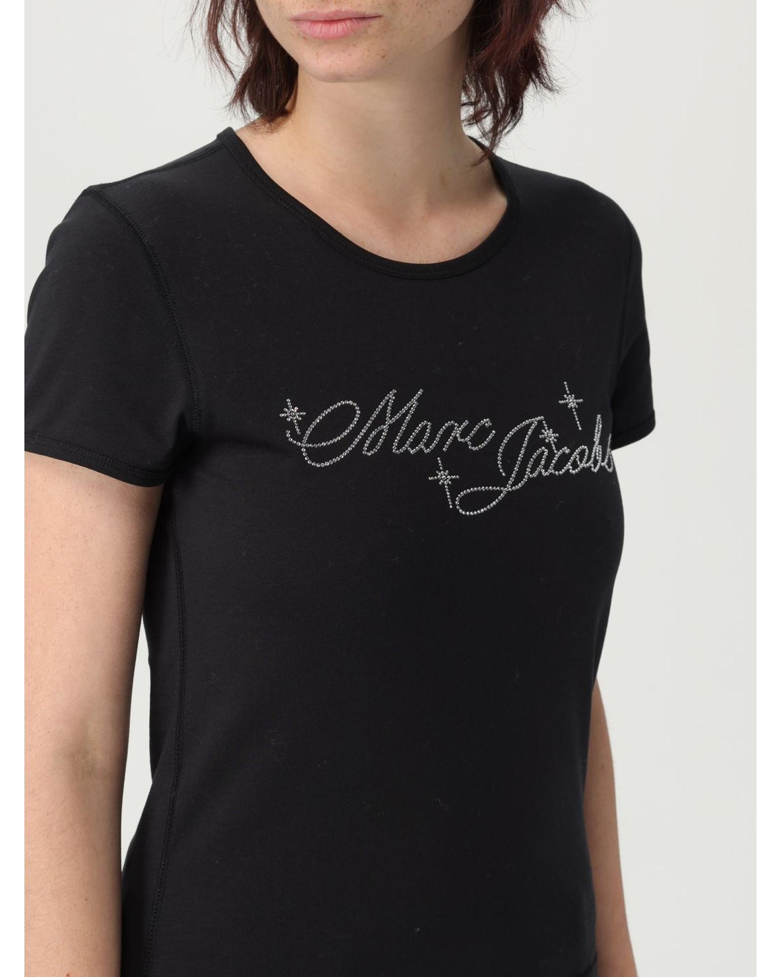 Marc Jacobs Rhinestone Logo TShirt Wo - Black image 3