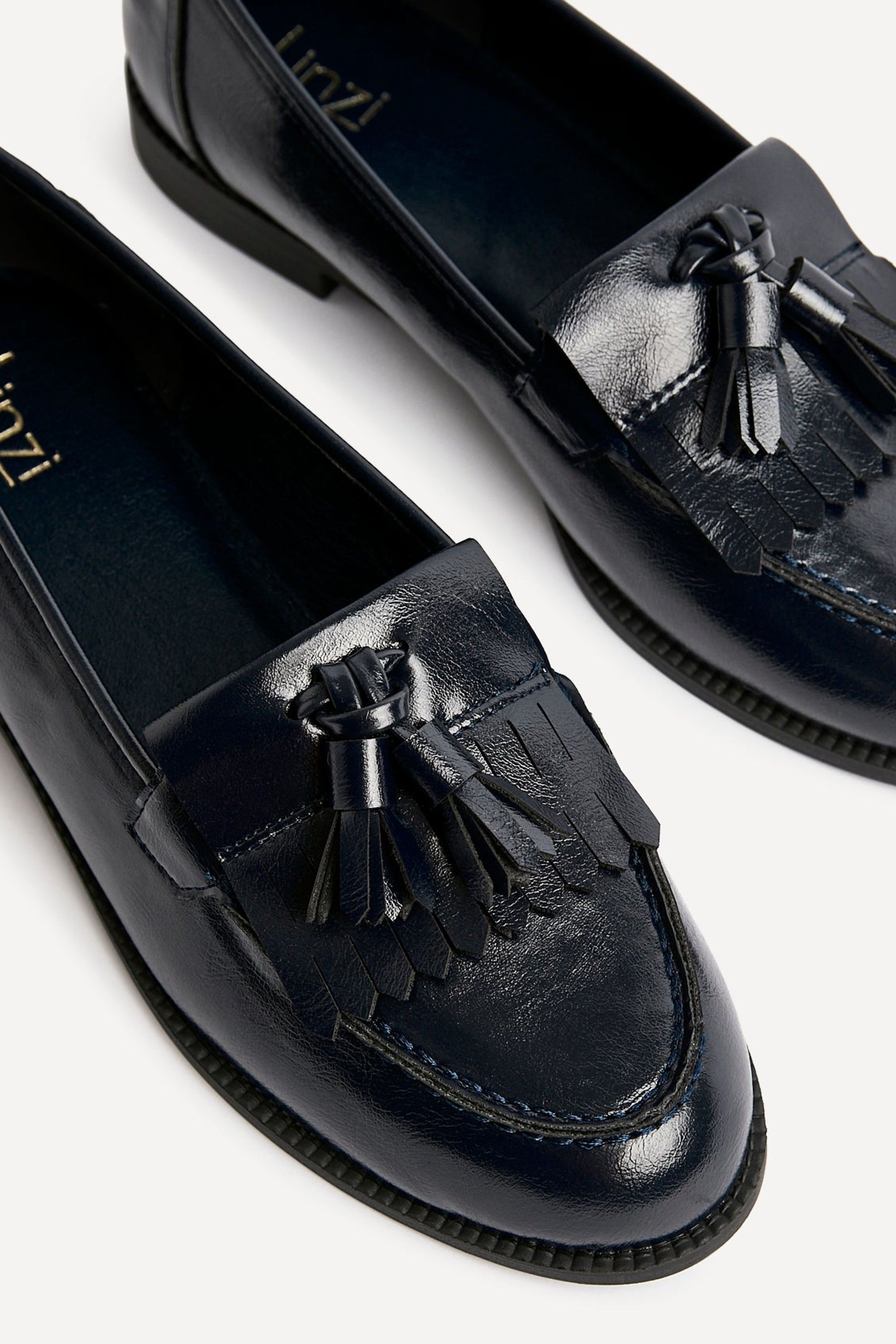 Linzi Rosemary Navy Faux Leather Classic Slip On Loafer image 4