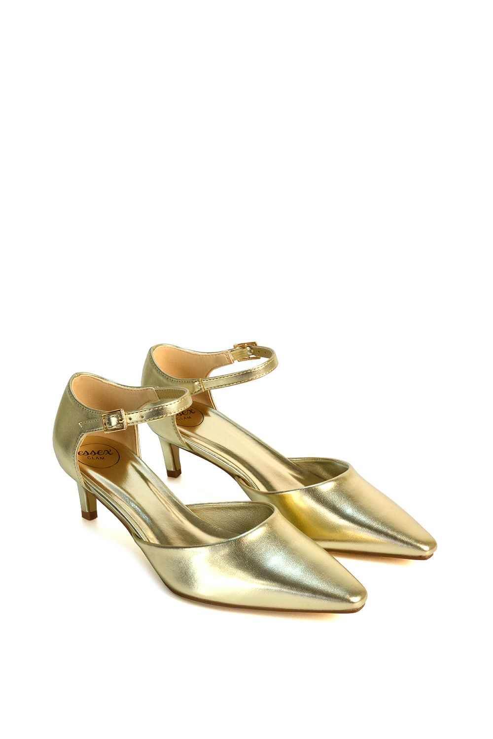 XY London 'Kacey' Kitten Low Heel Ankle Strap Pointed Toe Shoes image 6