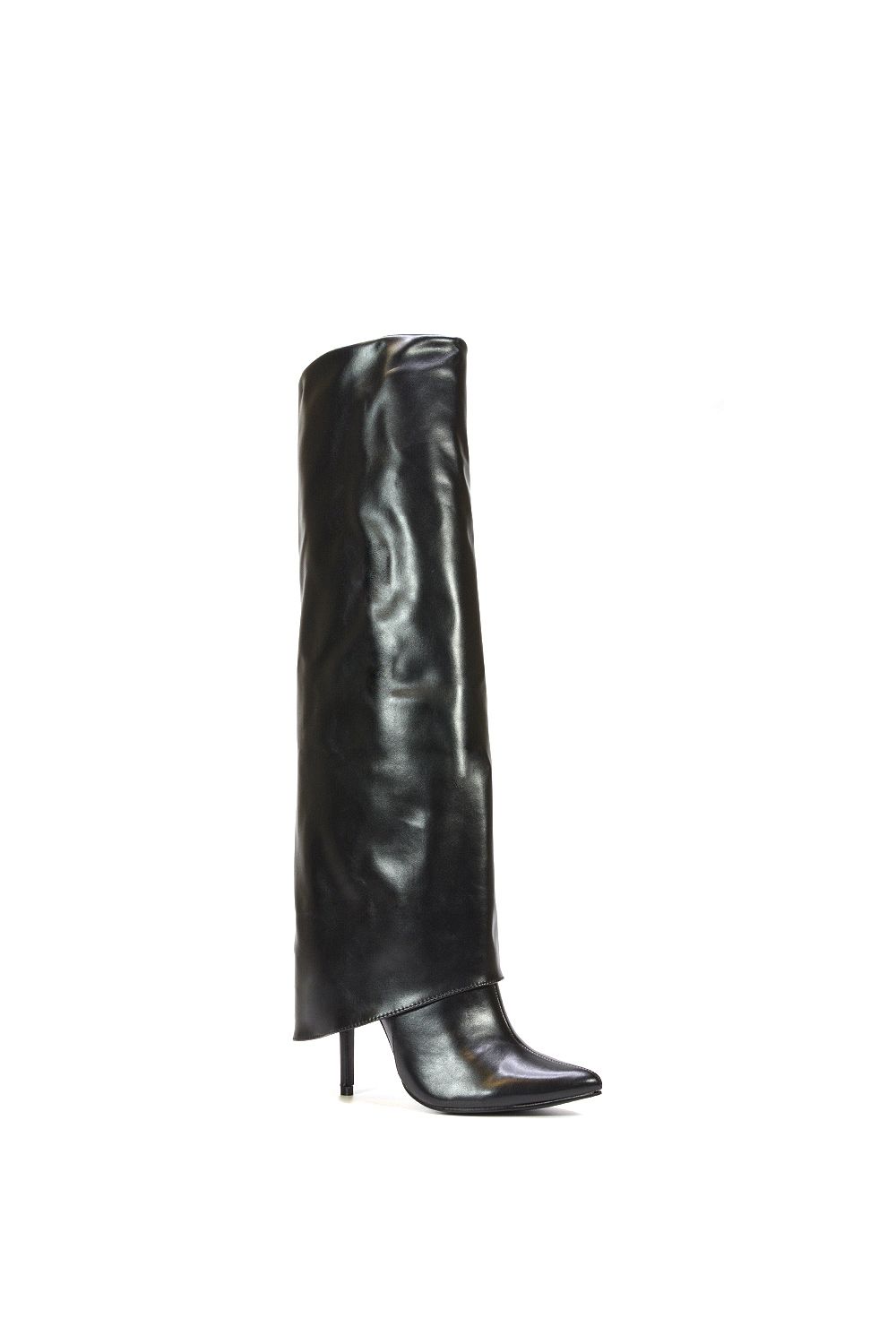 XY London 'Shauna' Knee High Fold Over Boots With Stiletto High Heel image 2