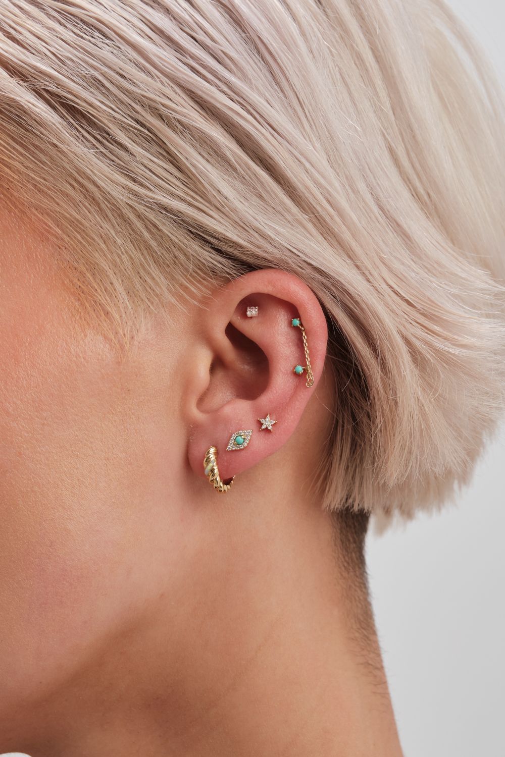 Inicio Inicio 14K Real Gold Plated Recycled Chain Drop Stud Earrings - Gift Pouch image 5