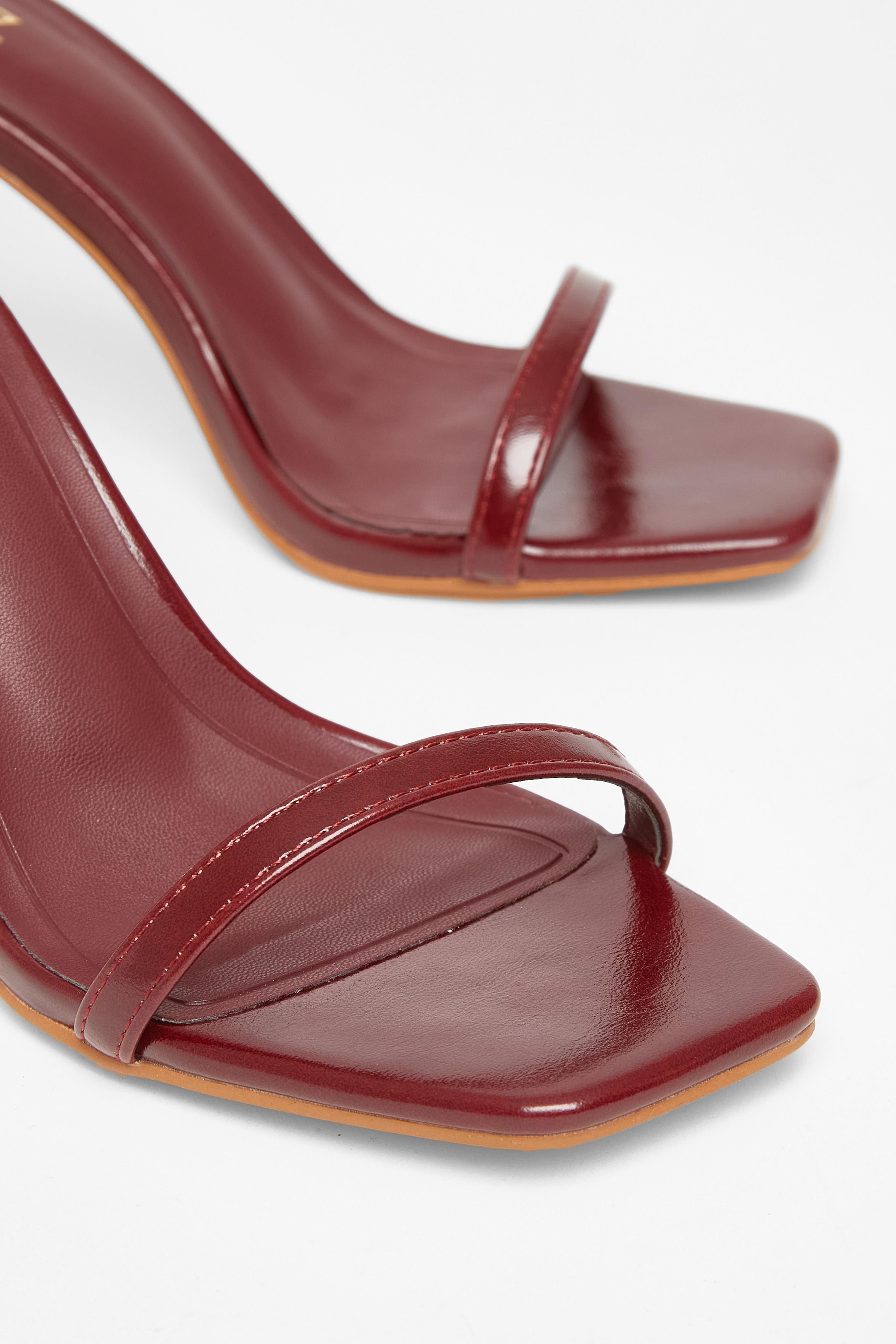 Quiz Burgundy Faux Leather Barely There Heels image 4