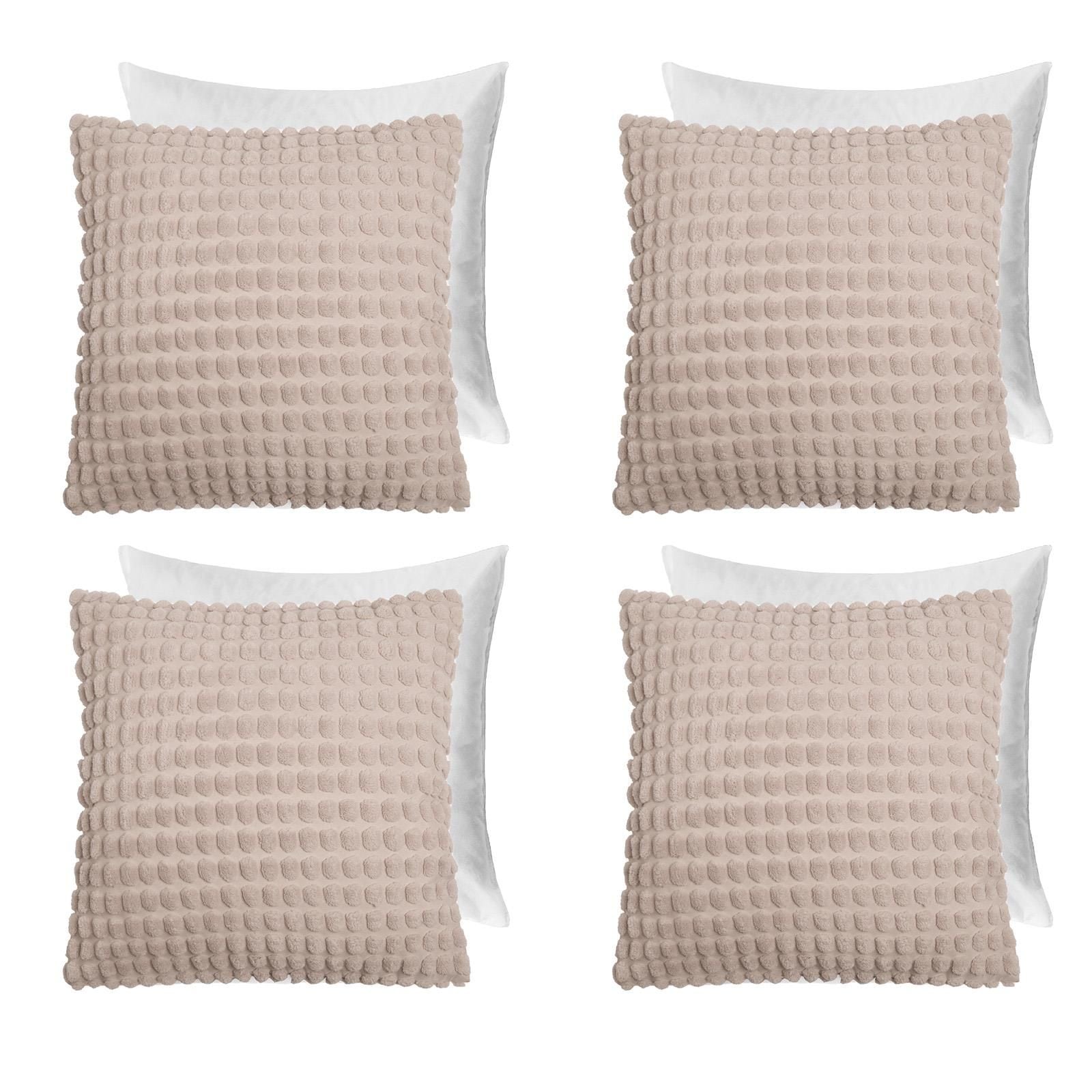 OHS 4 Pack Bobble Filled Cushion Covers Home Decor Set