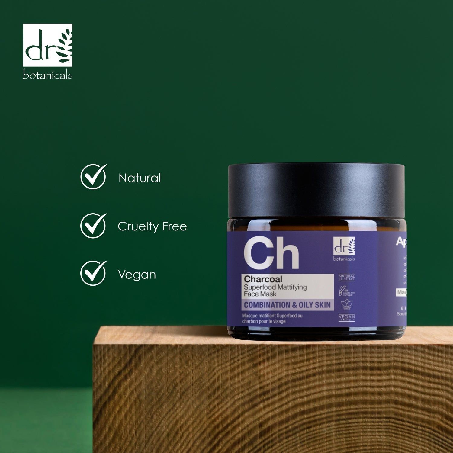 Dr. Botanicals Charcoal Superfood Mattifying Face Mask 60ml x 2 Duo Set image 4