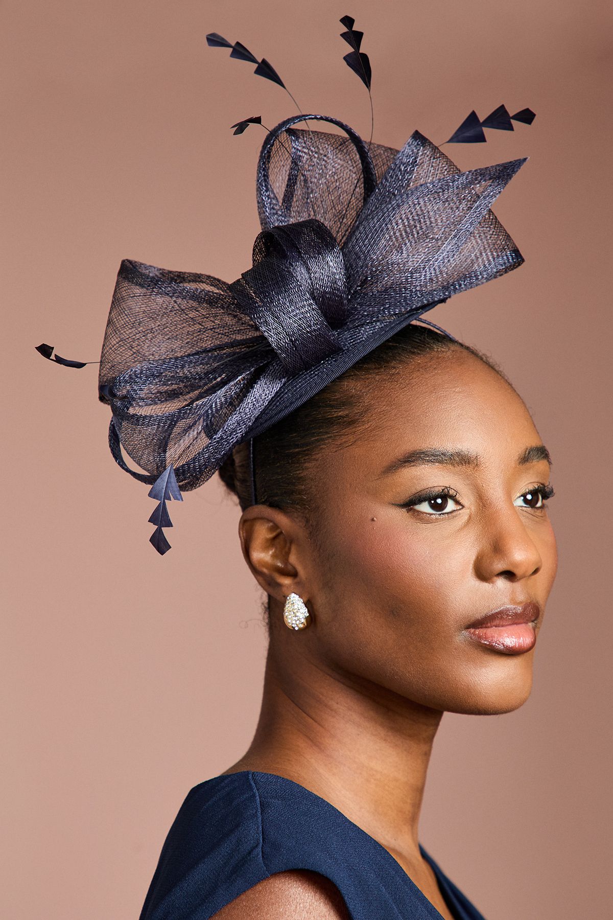 Coast Bow and Feather Fascinator Navy