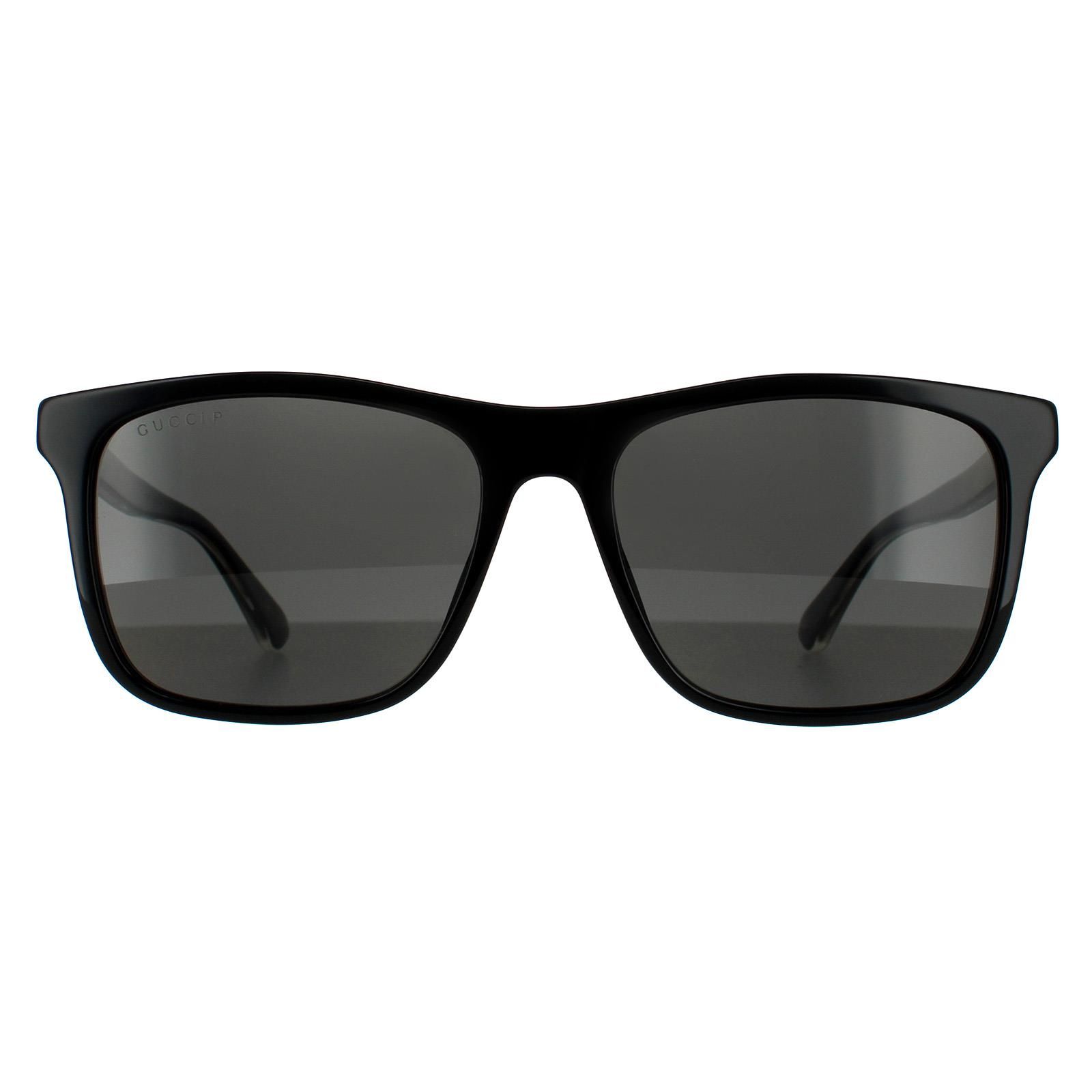 Gucci Rectangle Black Grey Polarized Sunglasses image 1