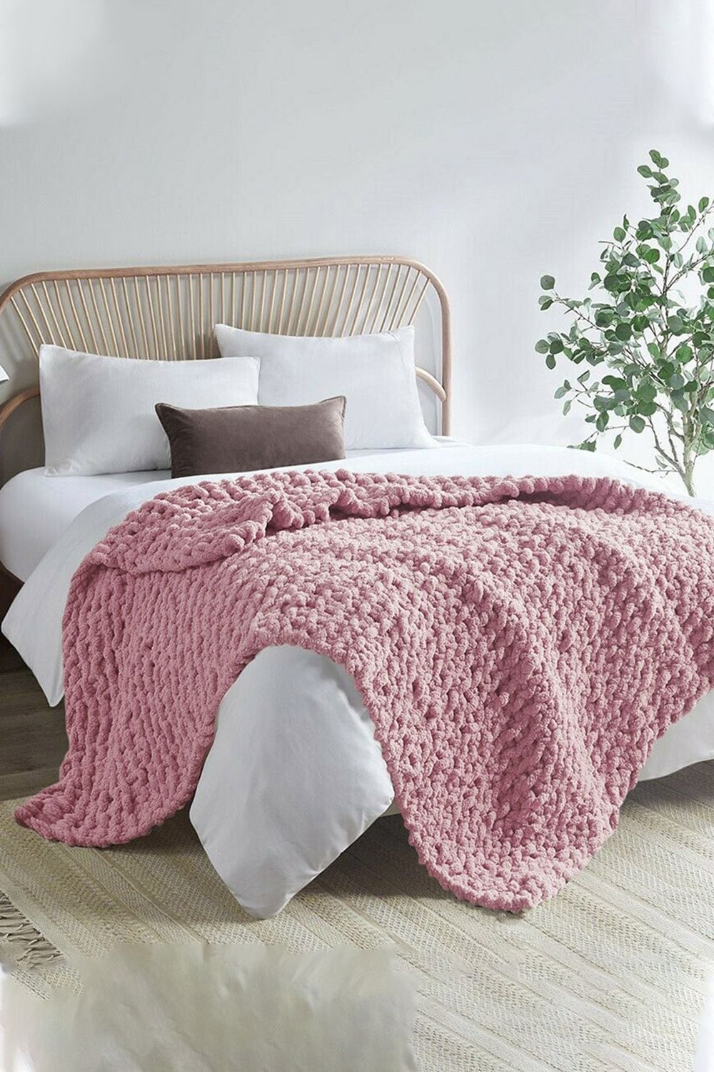Living and Home Chunky Knit Throw Blanket 120x150cm image 1
