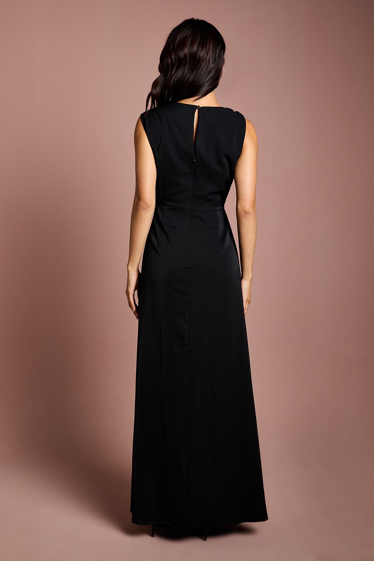 Coast Sleeveless Ruched Maxi Dress With Buckle Detail Black image 3