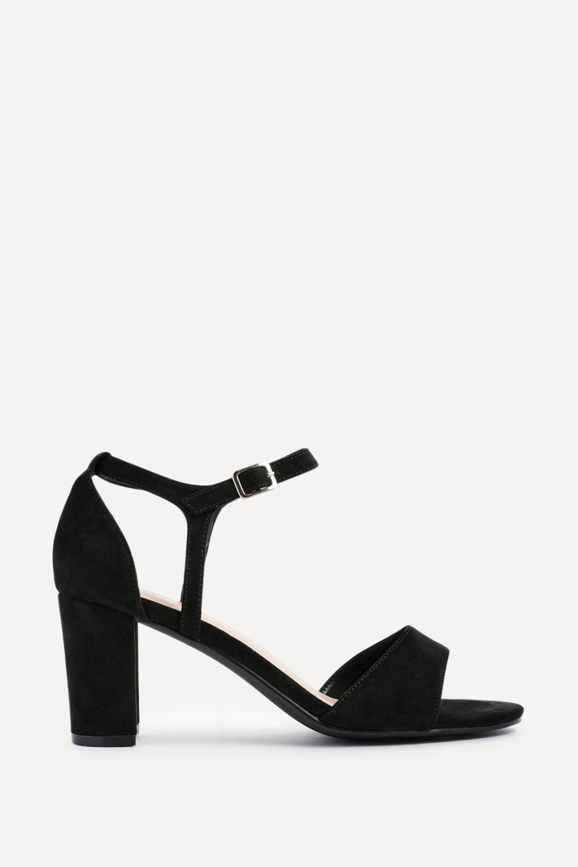 Linzi Abby Black Faux Suede Closed Back Block Heel Sandal image 1