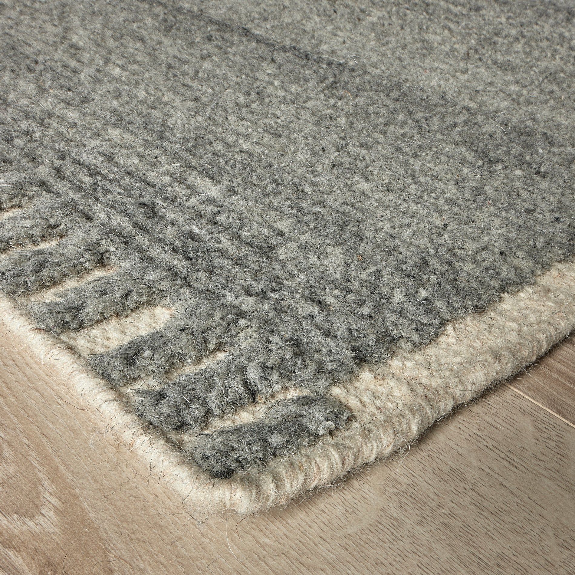 Industville Elcho Hand Knotted Wool Rug  -  Grey & Cream image 5