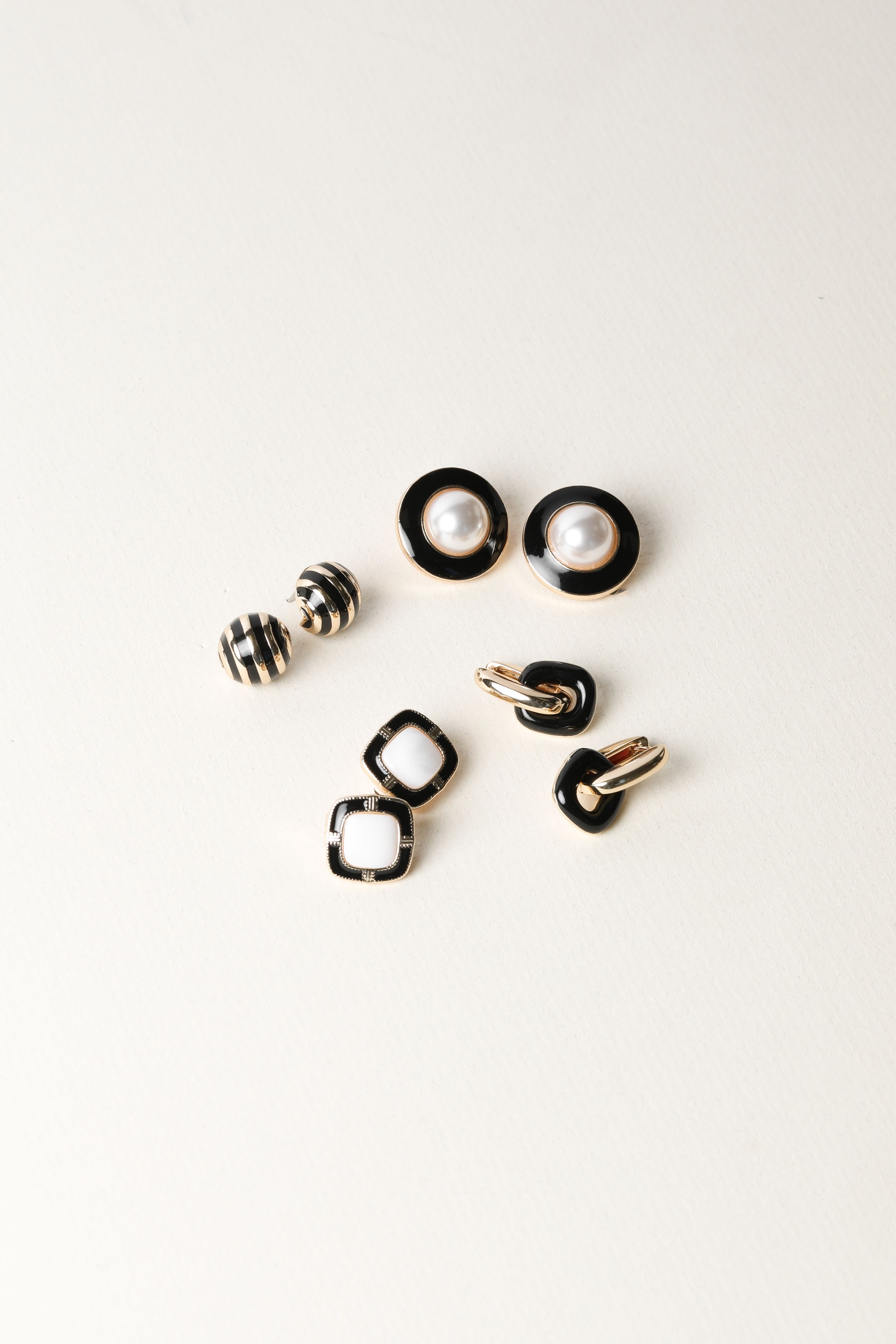 Jon Richard Gold Plated And Jet Enamel Stripe Dome Earrings image 5