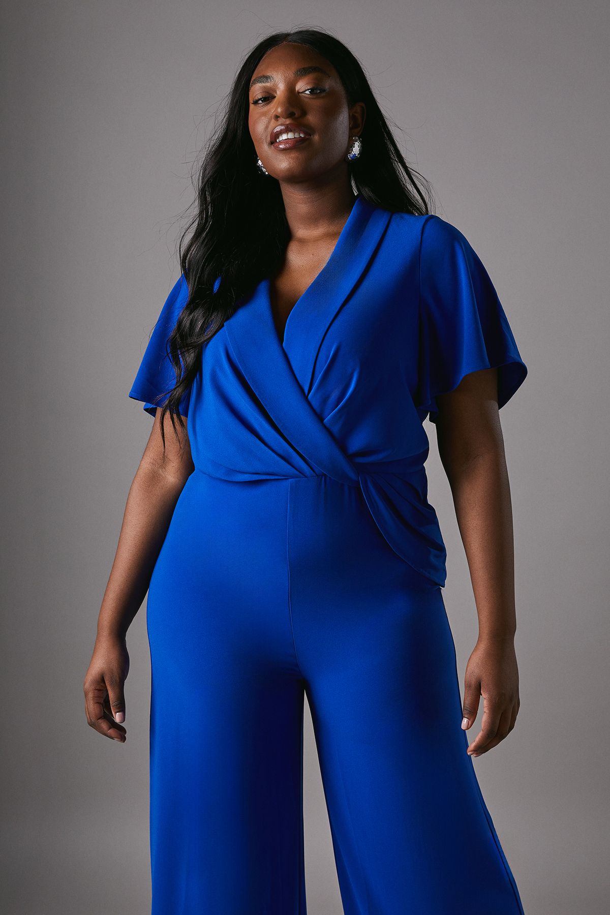 Coast Plus Shawl Collar Wrap Front Jumpsuit Cobalt image 2