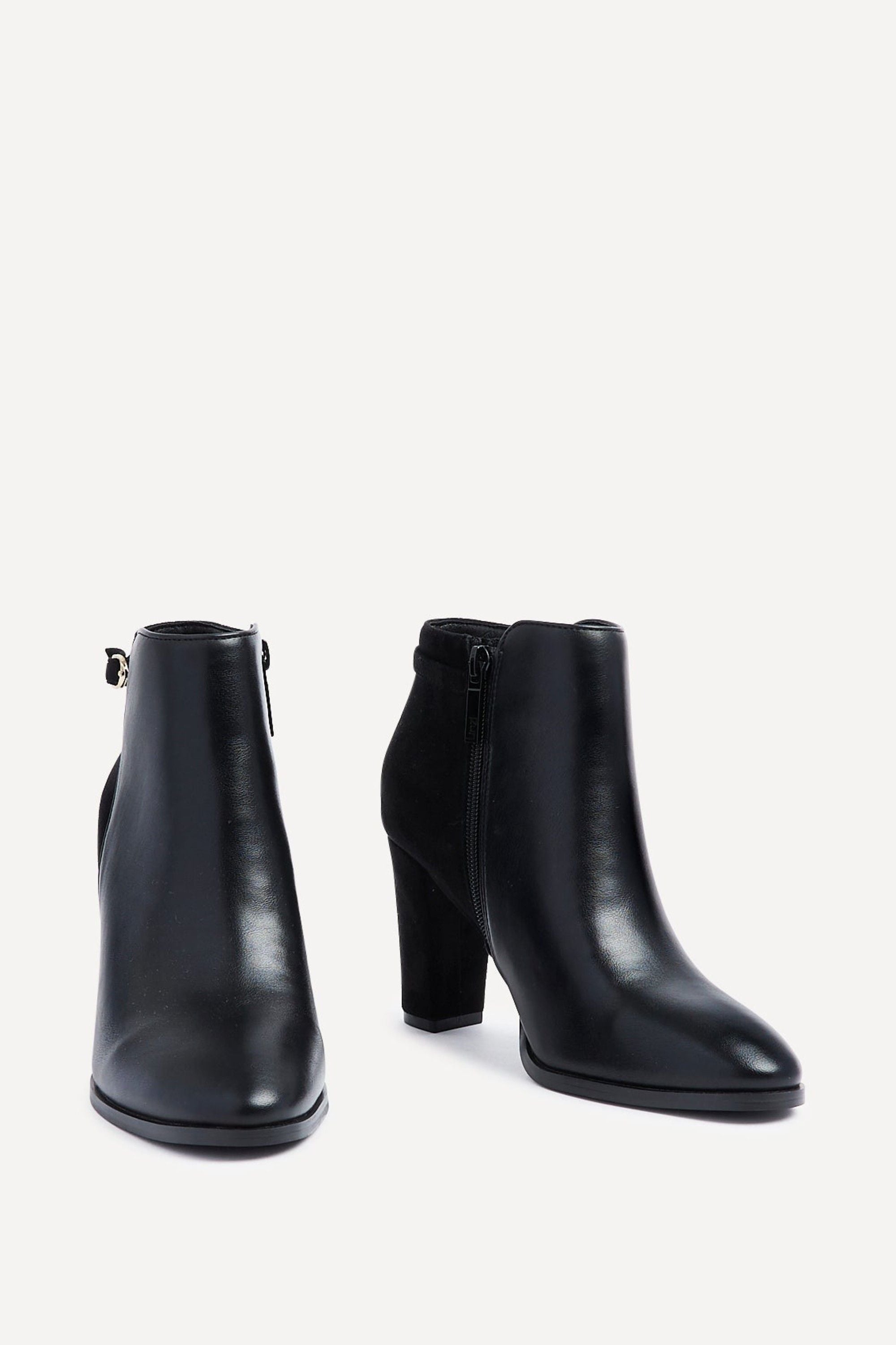 Linzi Christi Black Faux Leather & Suede Heeled Ankle Boot image 3