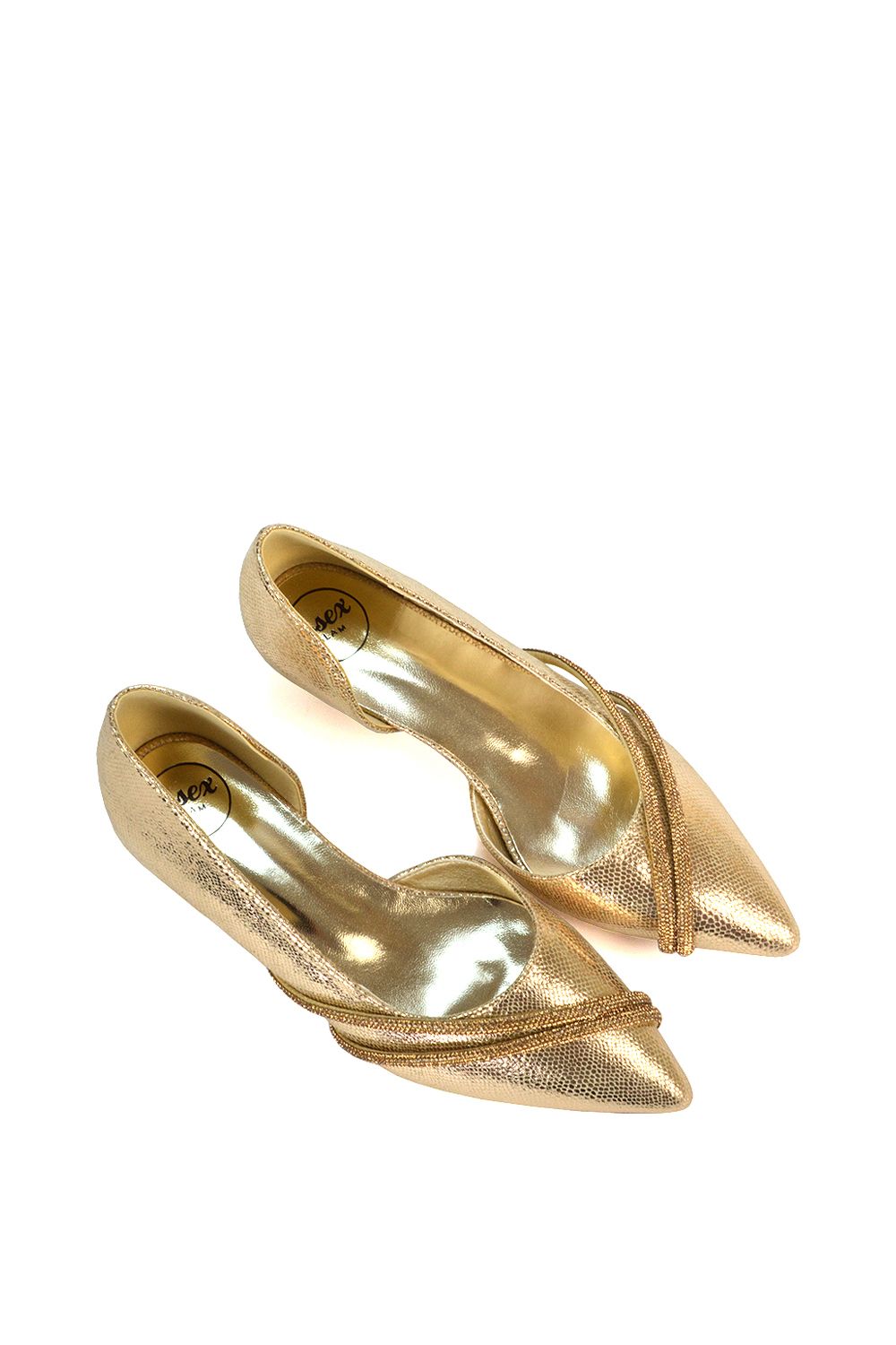 XY London 'Kirsty' Pointed Rhinestone Low Kitten Heel Court Shoes image 6