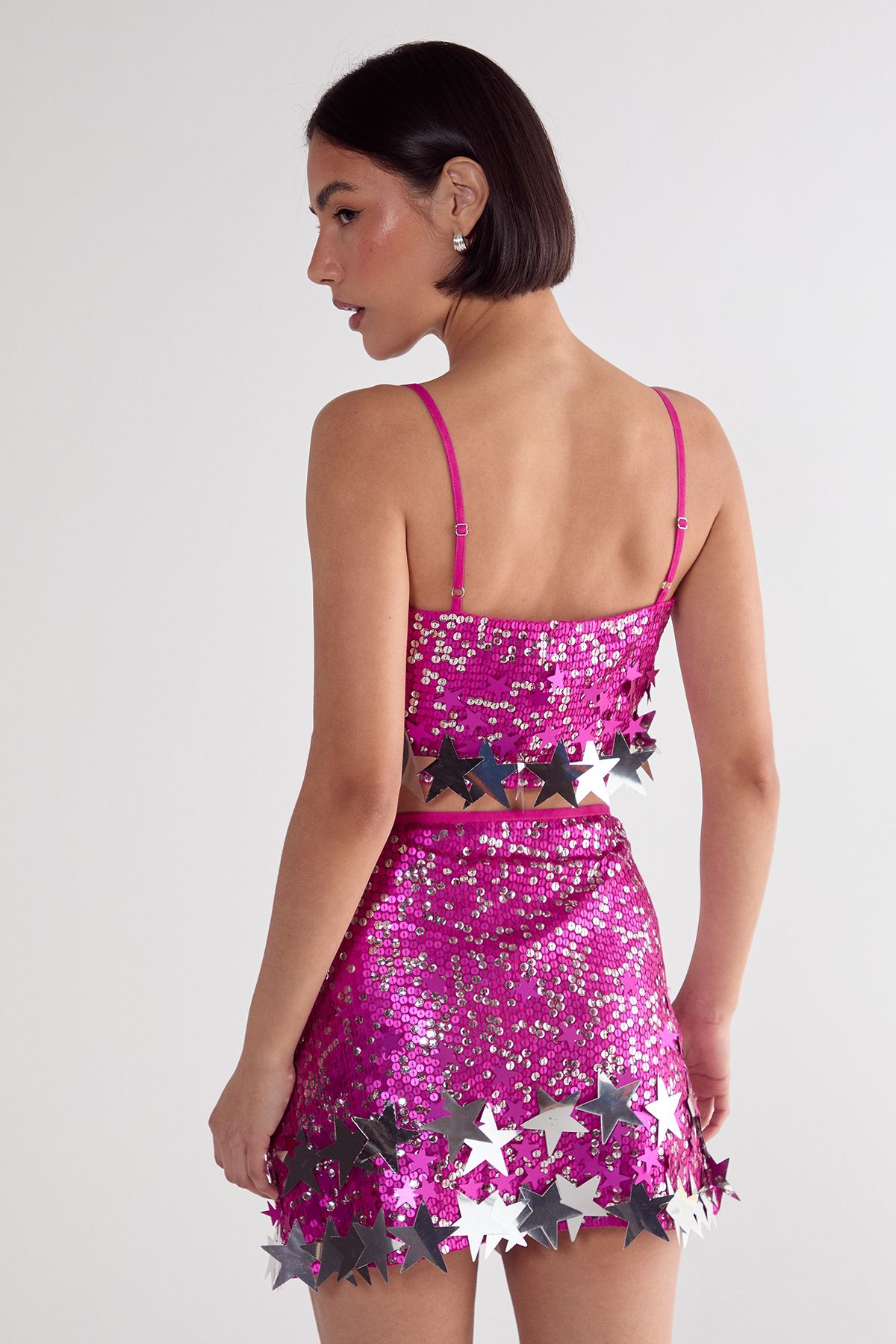 NastyGal Limited Embellished Star Trim Bralet Hot Pink image 4