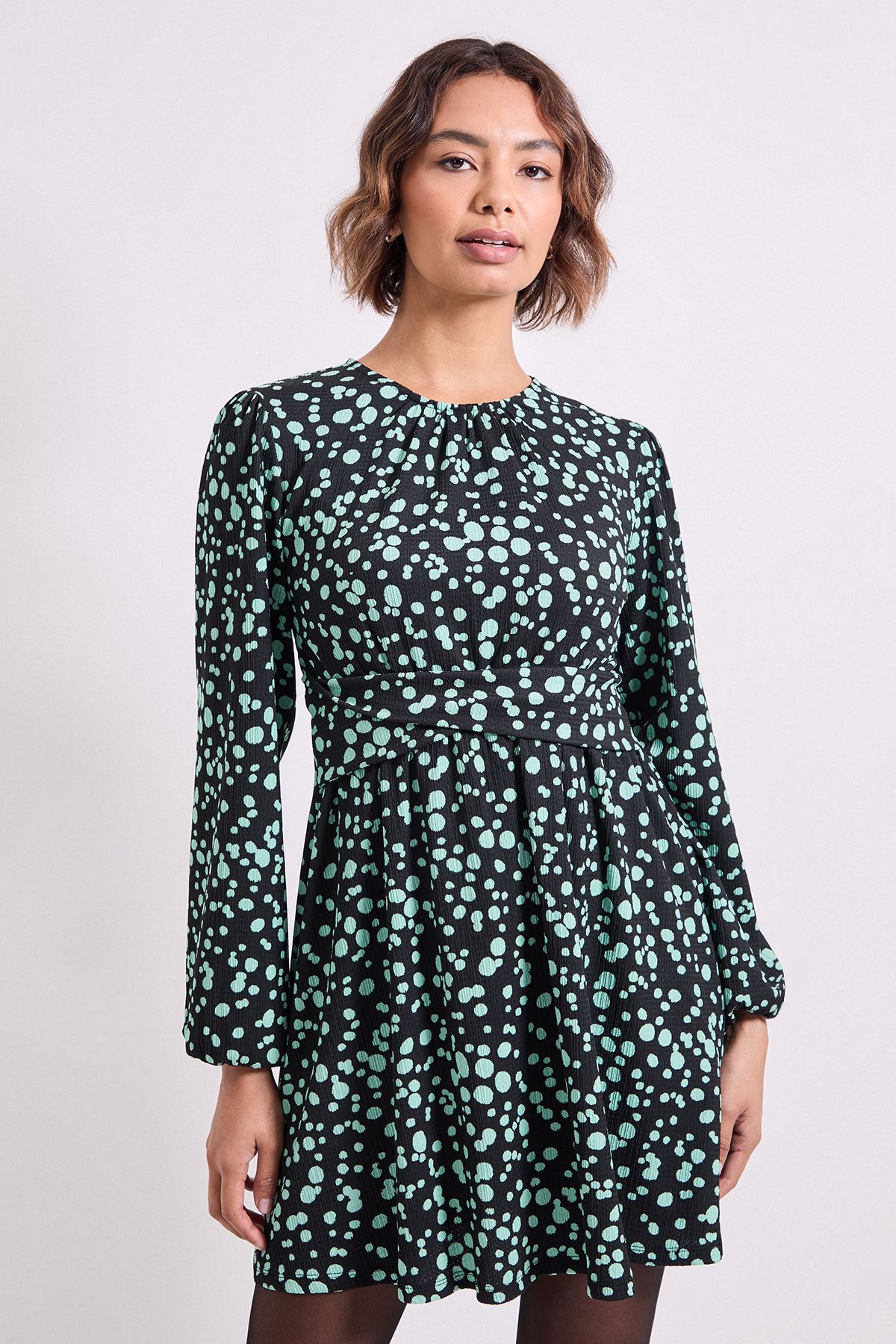 Dorothy Perkins Green Knot Waist Detail Jersey Mini Dress Green image 1