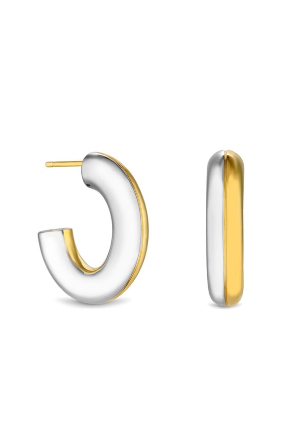 Inicio Two Tone Plated Hoop Earrings - Gift Pouch